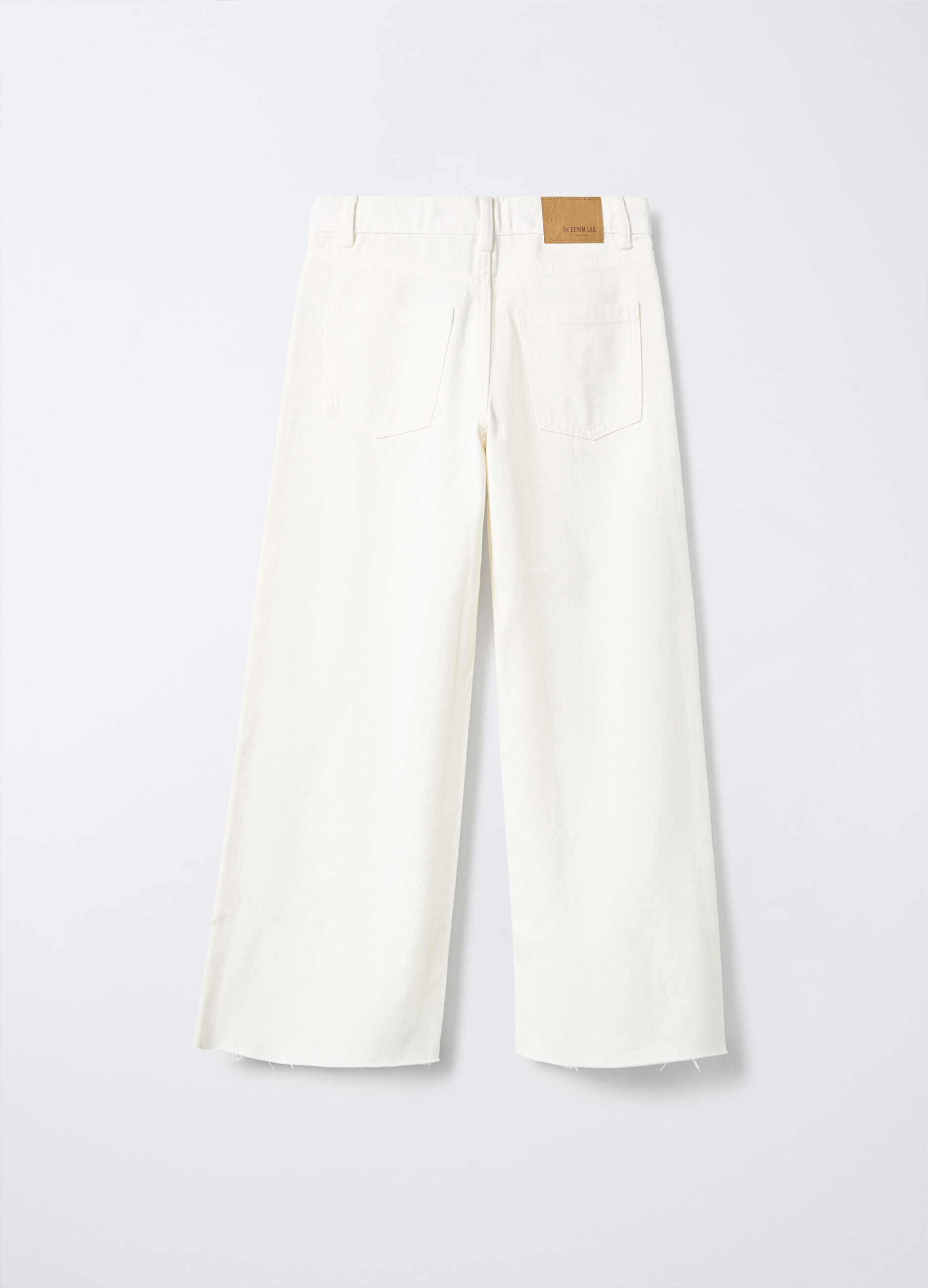 Pantaloni in denim di puro cotone Wide Leg ragazza_1