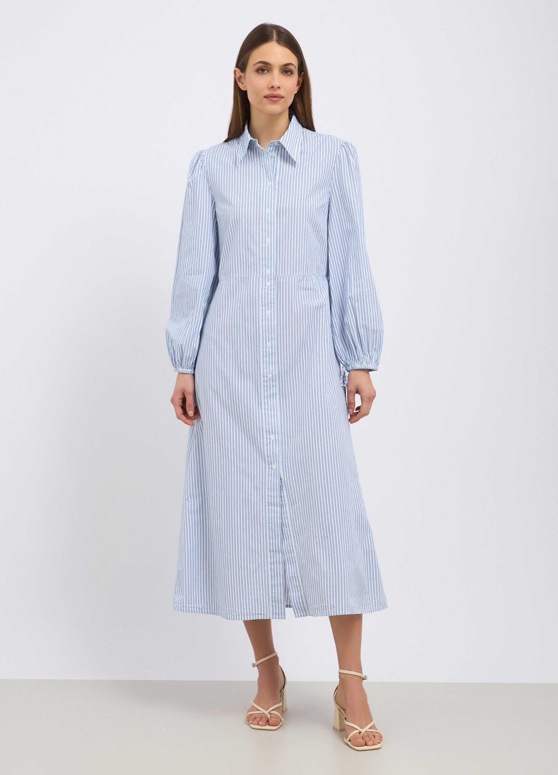 Abito rigato in puro cotone donna_0