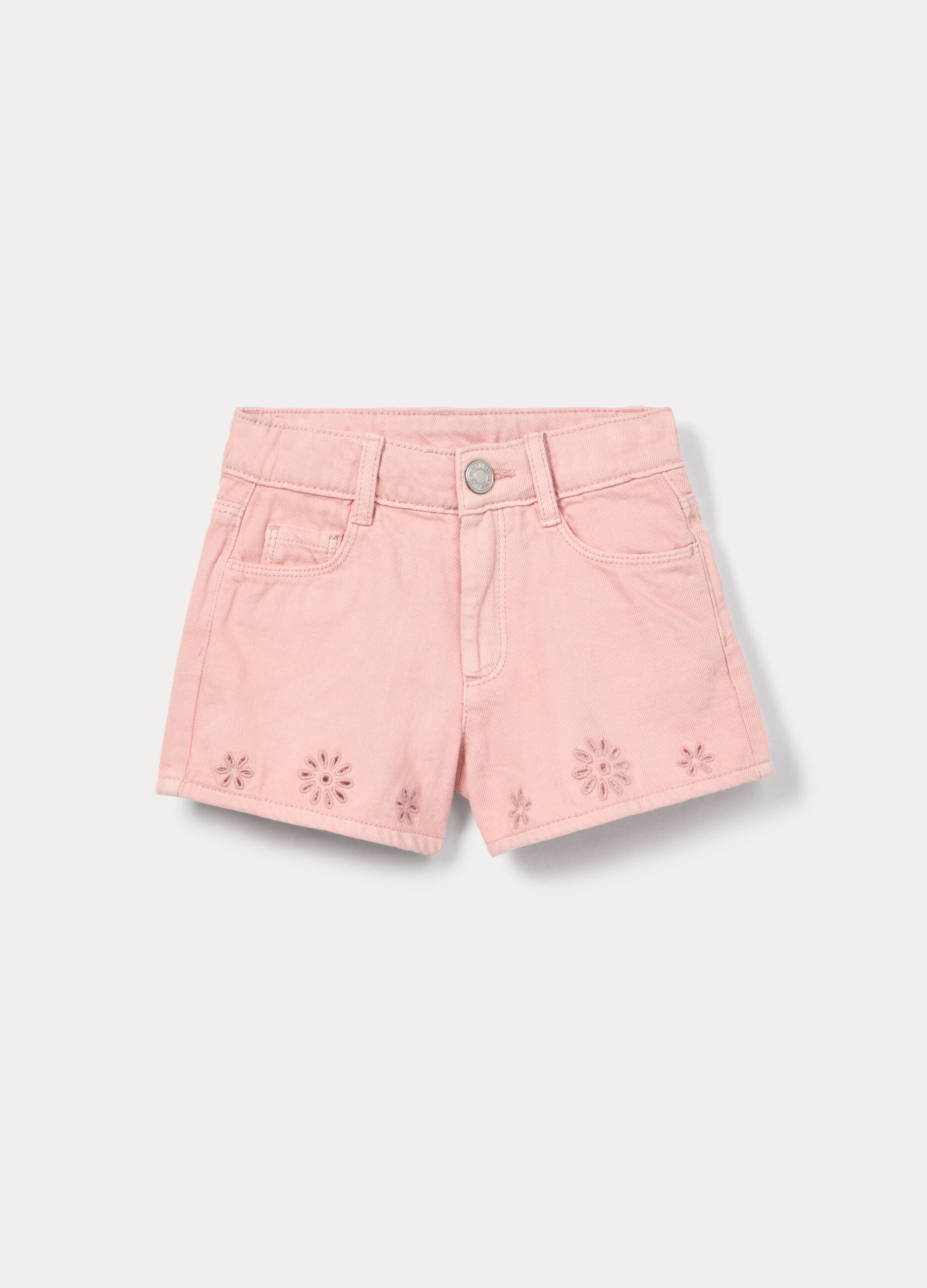 Shorts in twill di puro cotone bambina_0