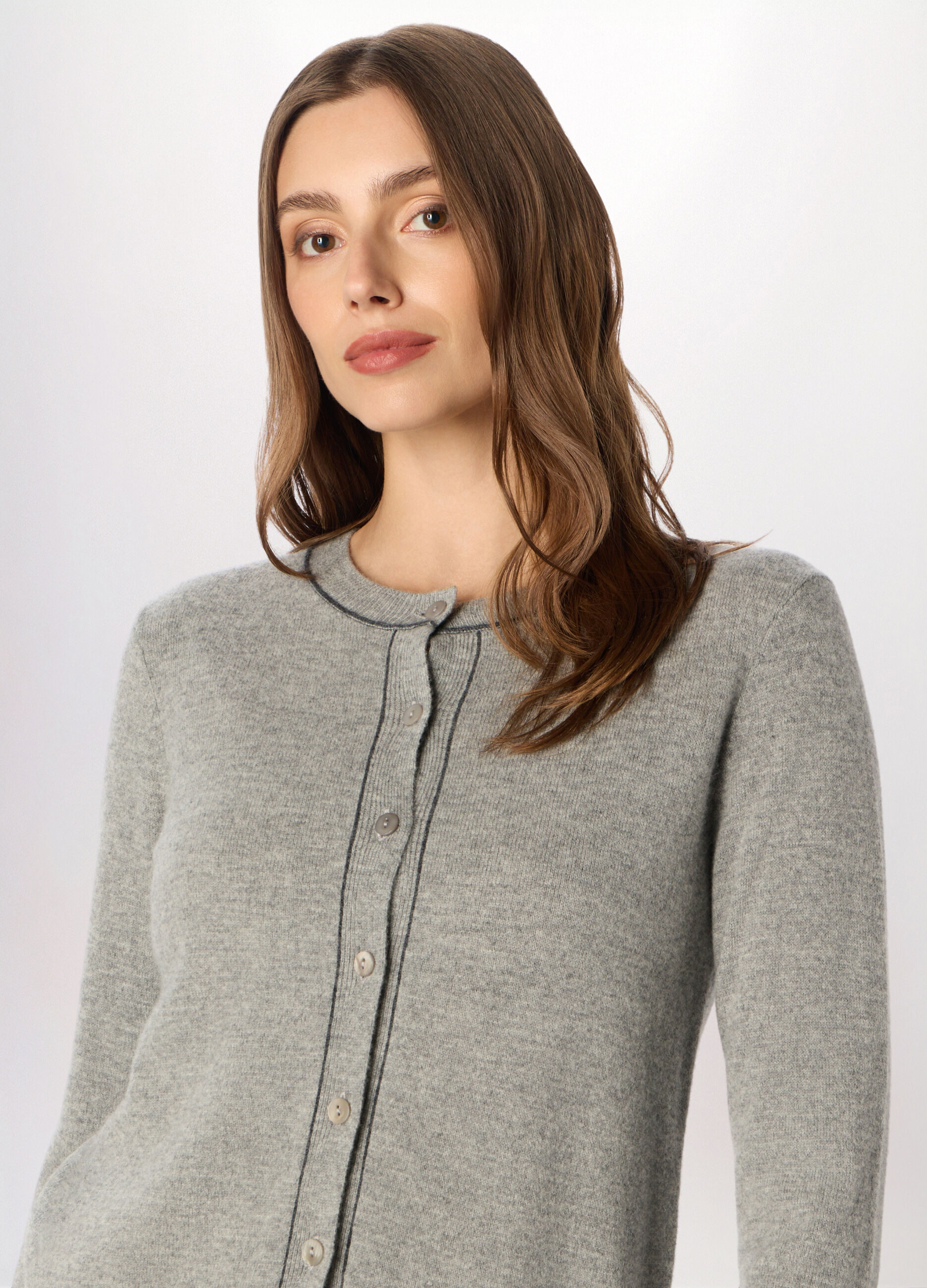 Cardigan tricot in pura lana donna_2