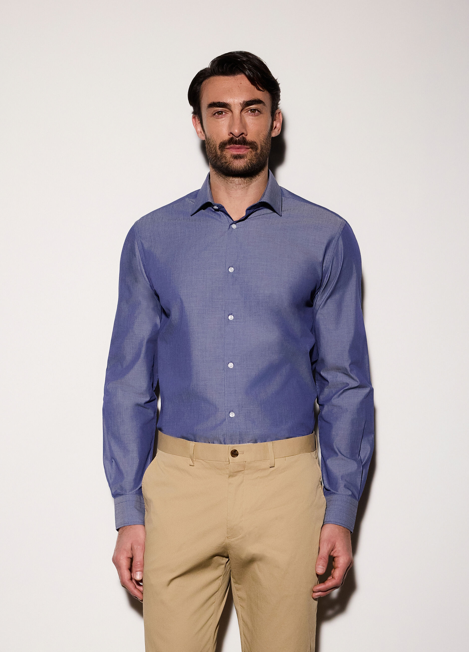 Camicia regular fit in misto cotone uomo_0