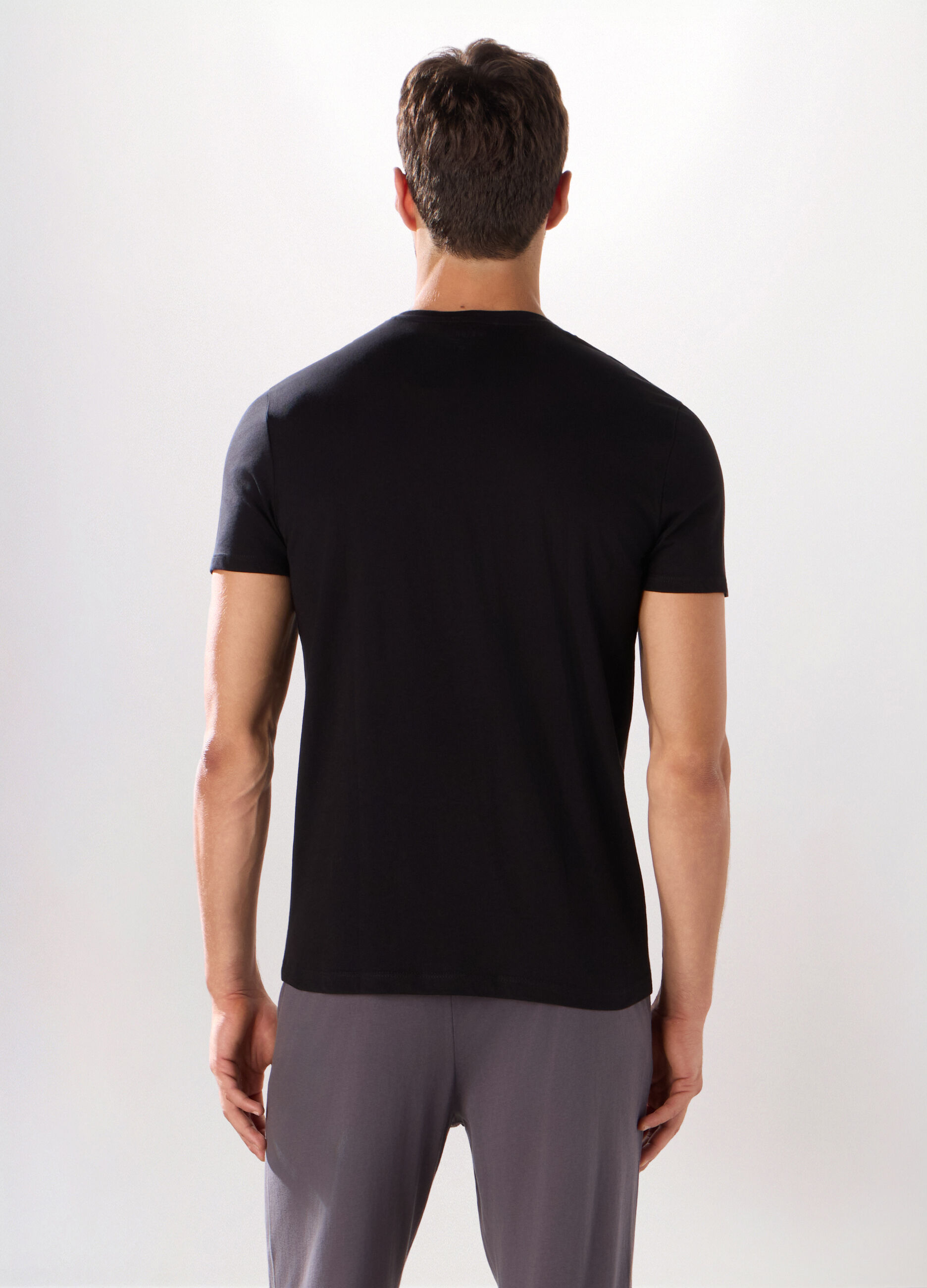 Maglietta intima scollo a V in cotone uomo_1