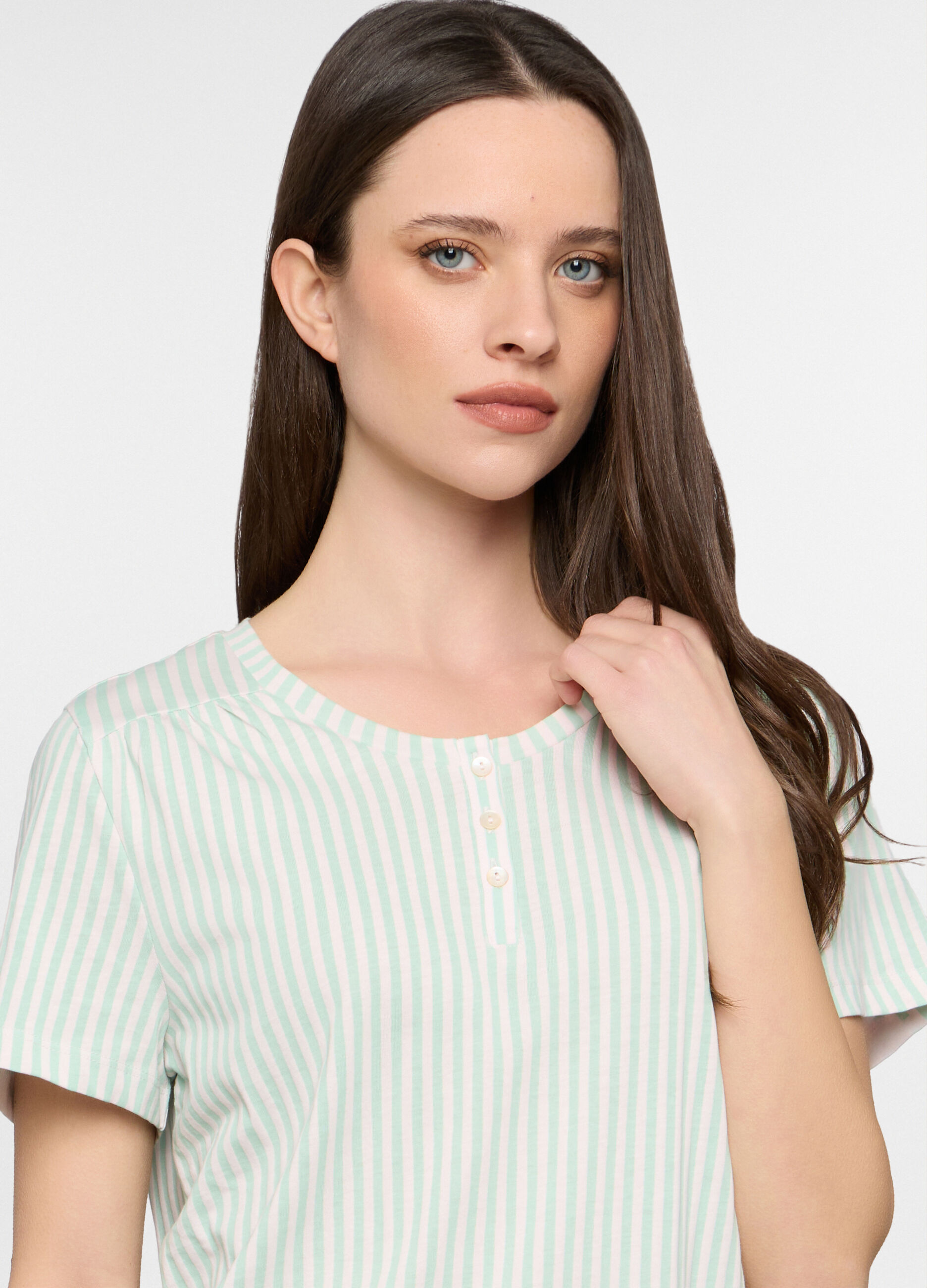 Set pigiama corto in jersey di puro cotone donna_2