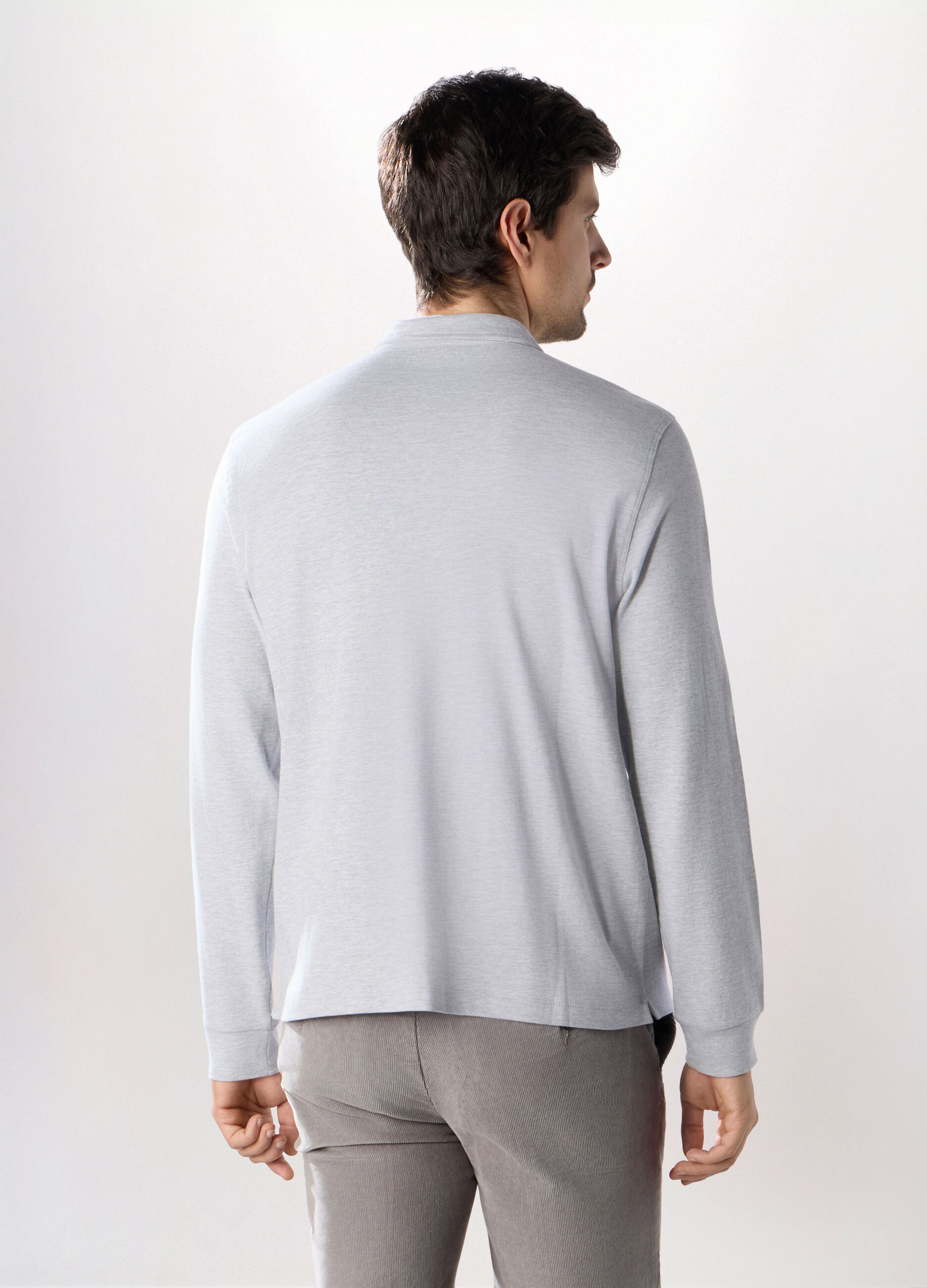 Polo a maniche lunghe in interlock di cotone_1