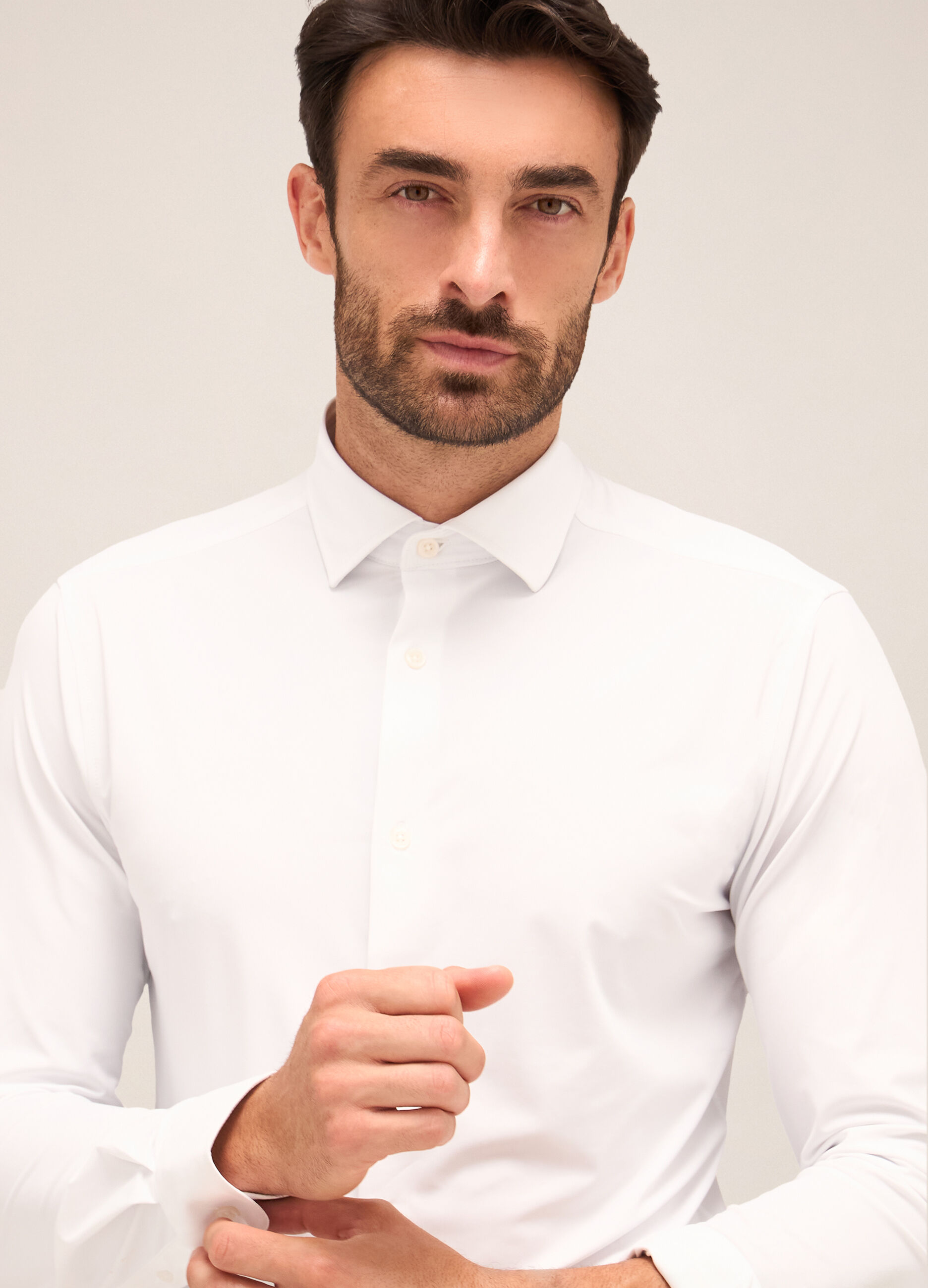 Camicia slim fit colletto classico in tessuto stretch uomo_3
