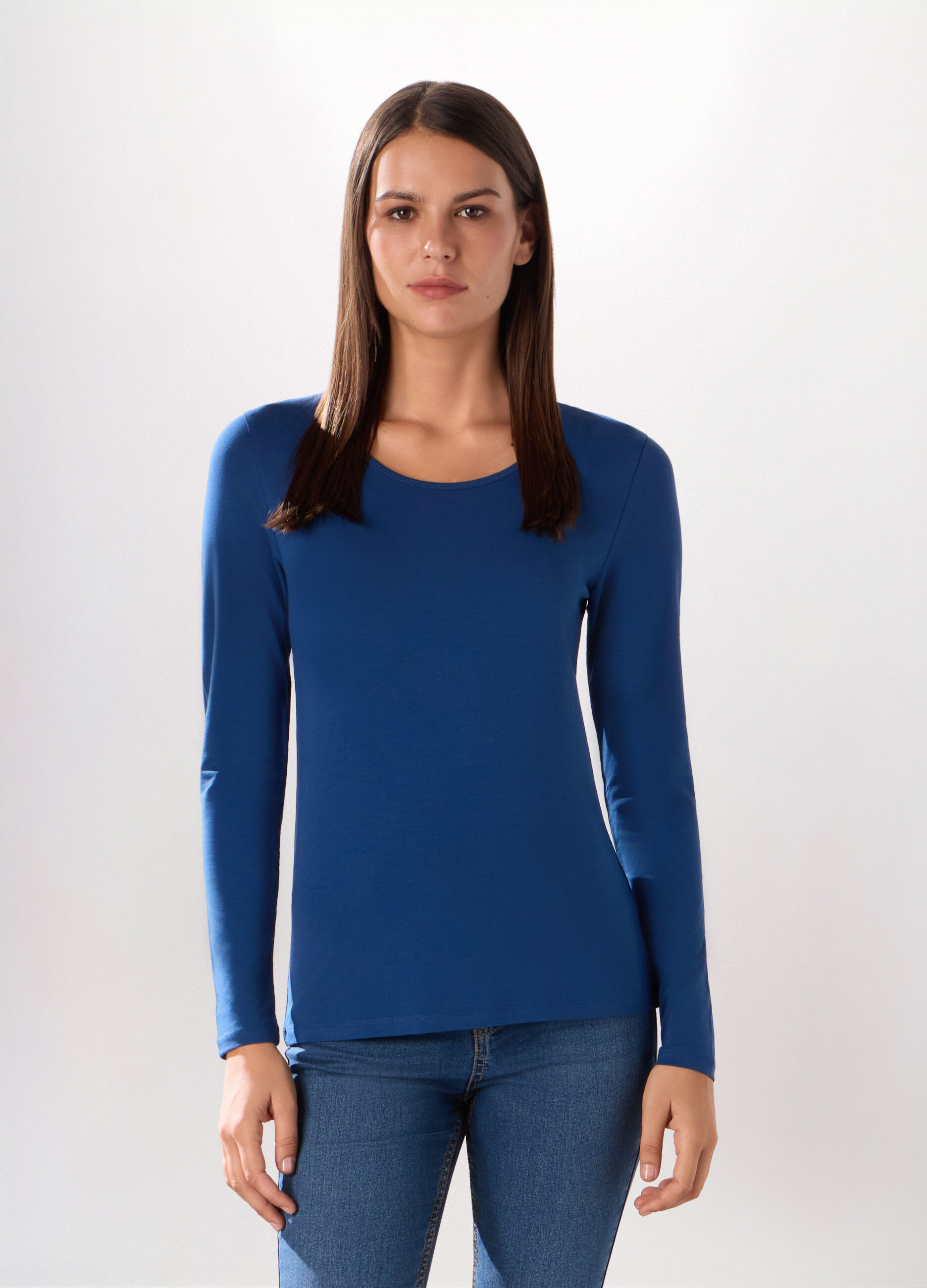 T-shirt in jersey di cotone stretch donna_0