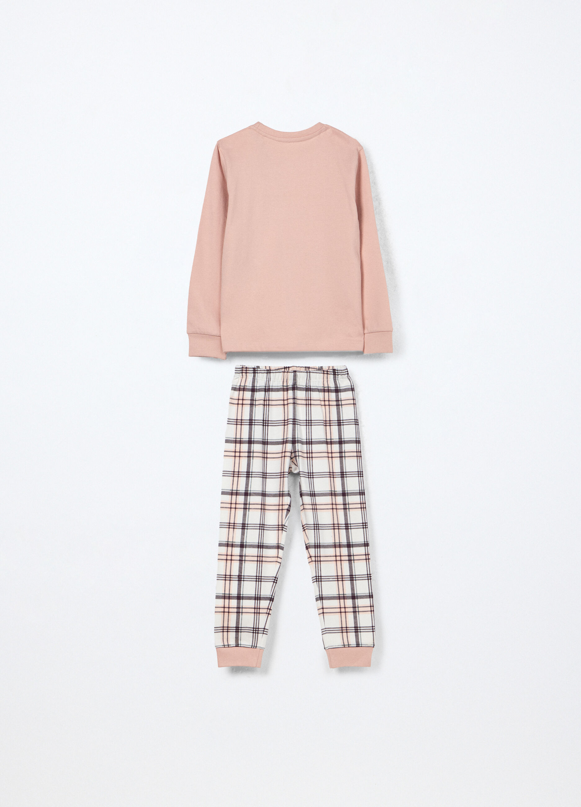 Set pigiama lungo in puro cotone fleece bambina_1