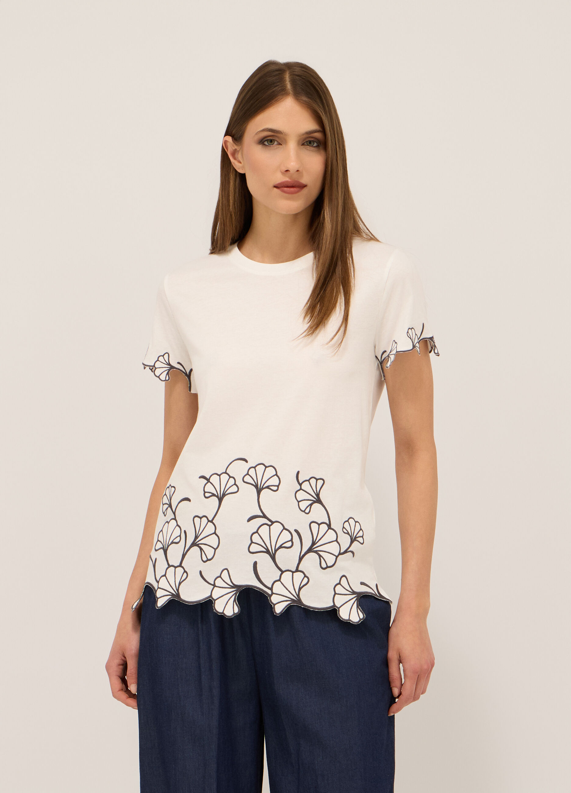 T-shirt in jersey di puro cotone donna_0