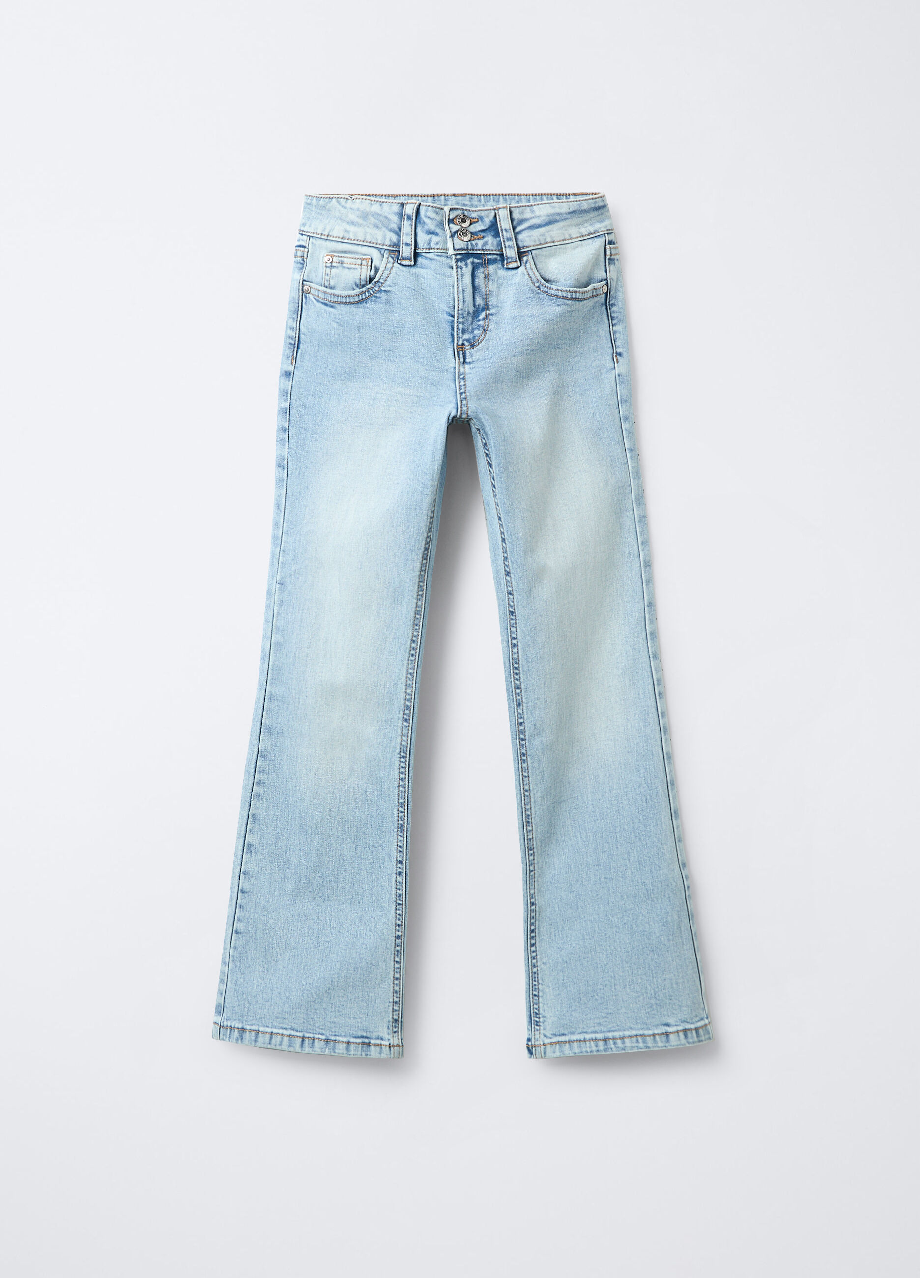 Pantaloni in denim di cotone stretch Flare Fit ragazza_0