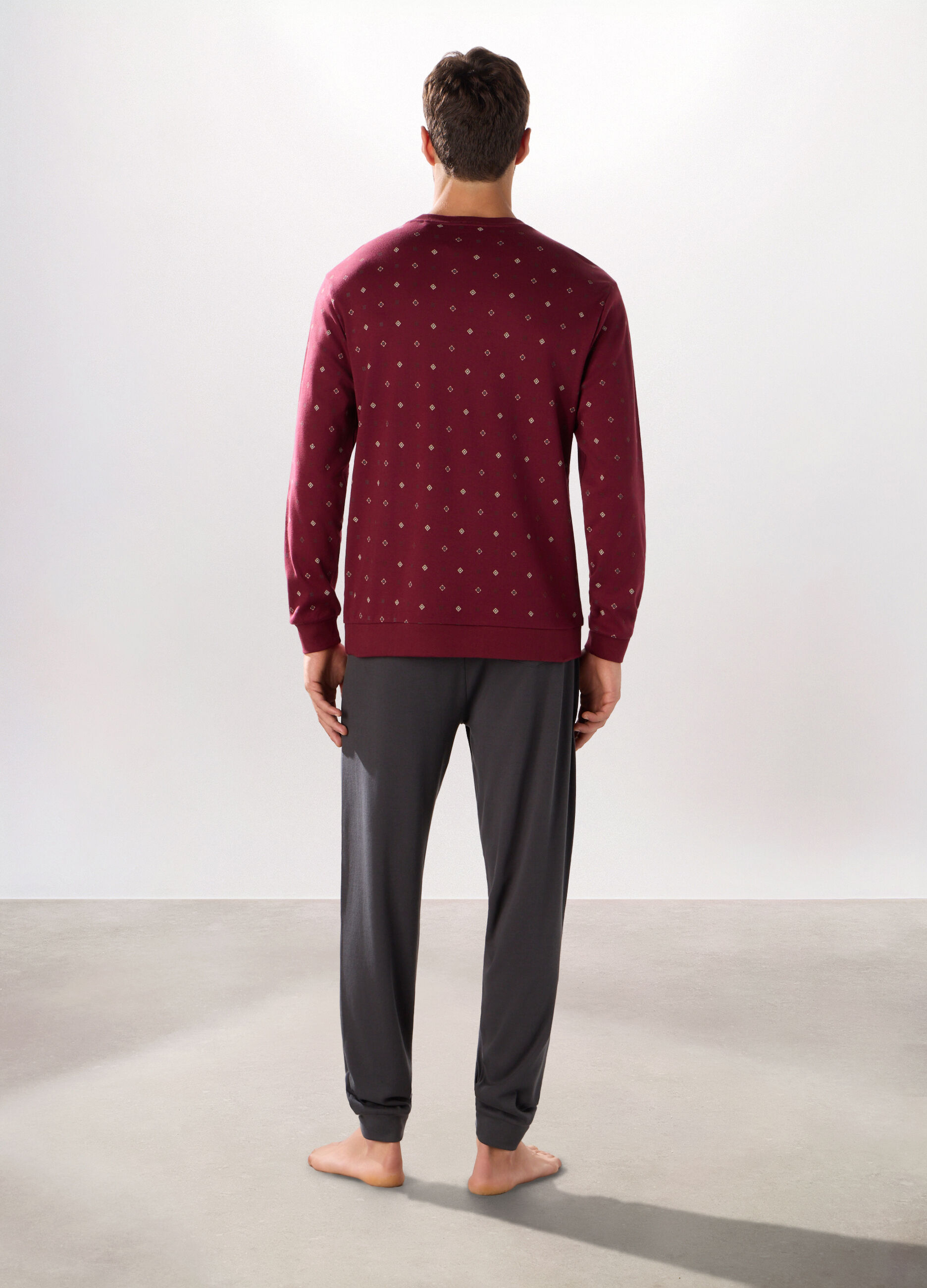 Pigiama lungo in cotone con stampa uomo_1