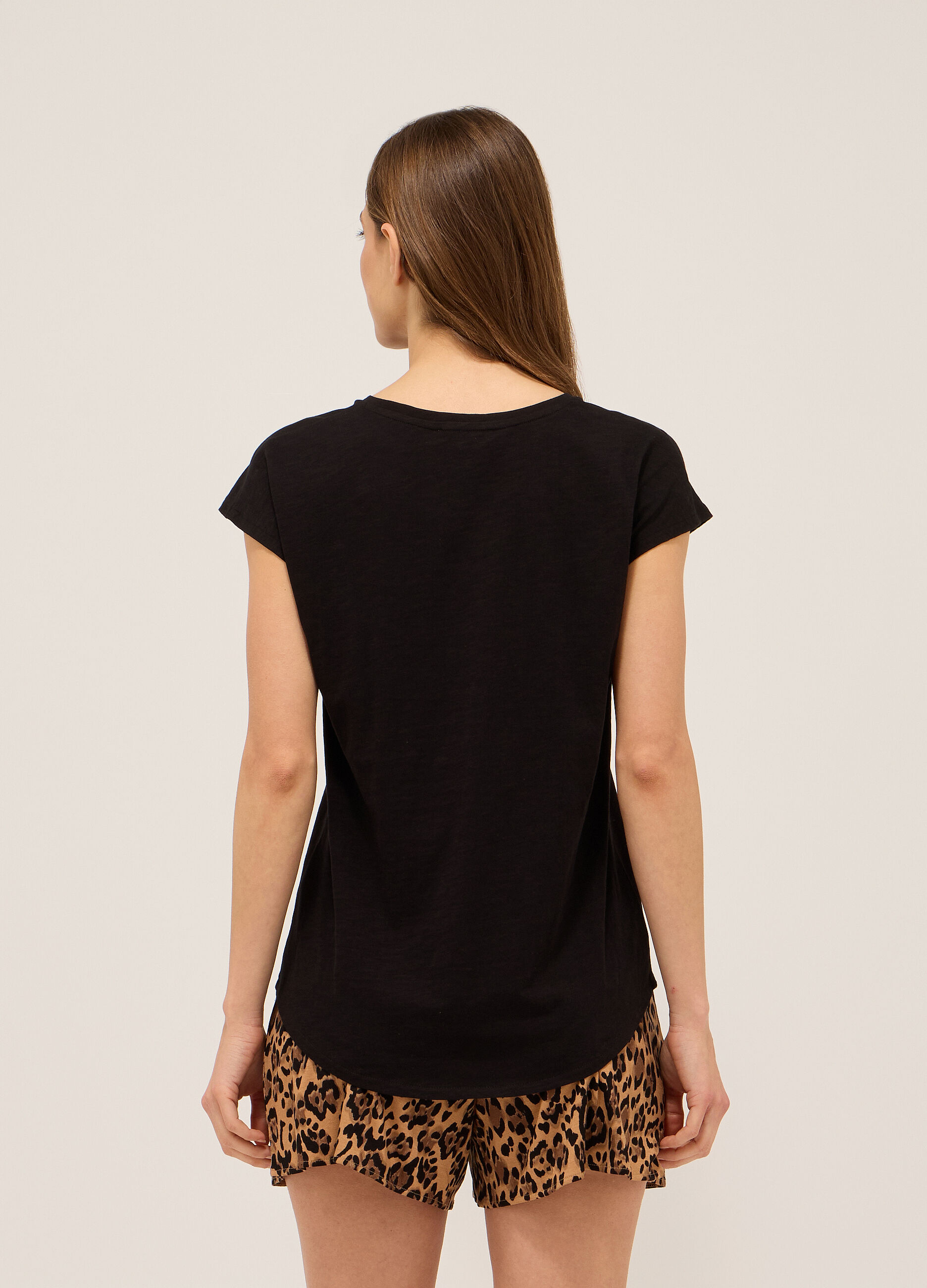 T-shirt in jersey di cotone slub donna_1