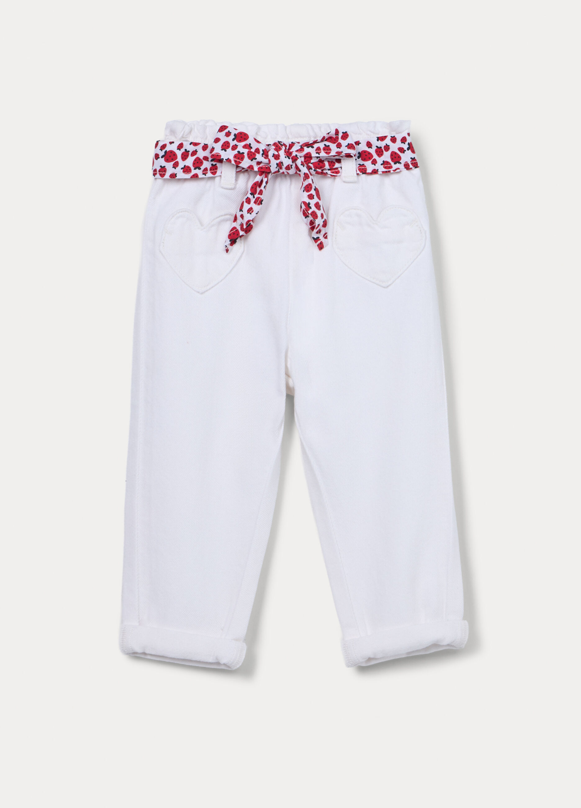 Pantaloni regular fit in twill di puro cotone bimba_0