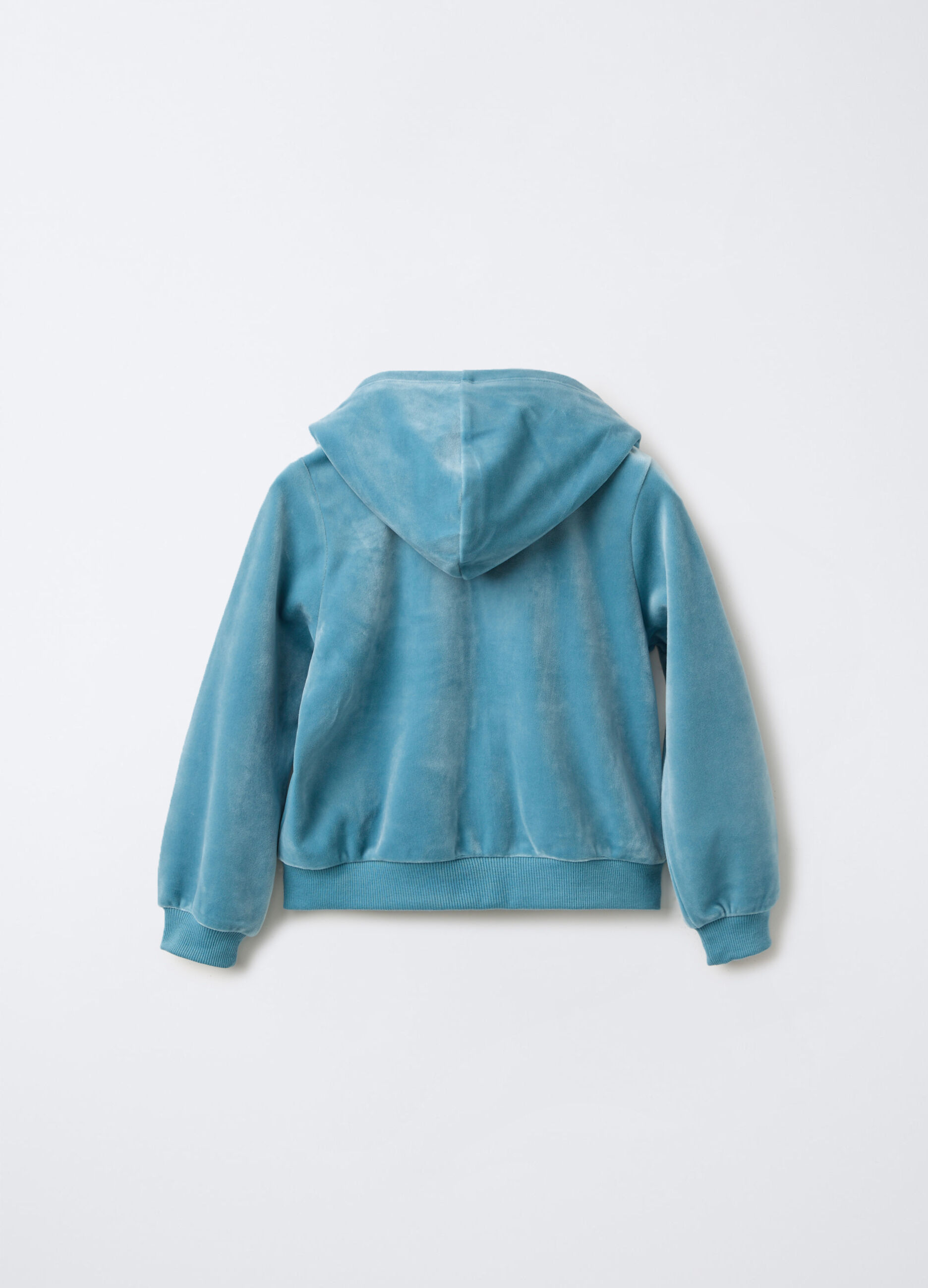 Felpa in velluto relexed fit con zip e cappuccio bambina_1