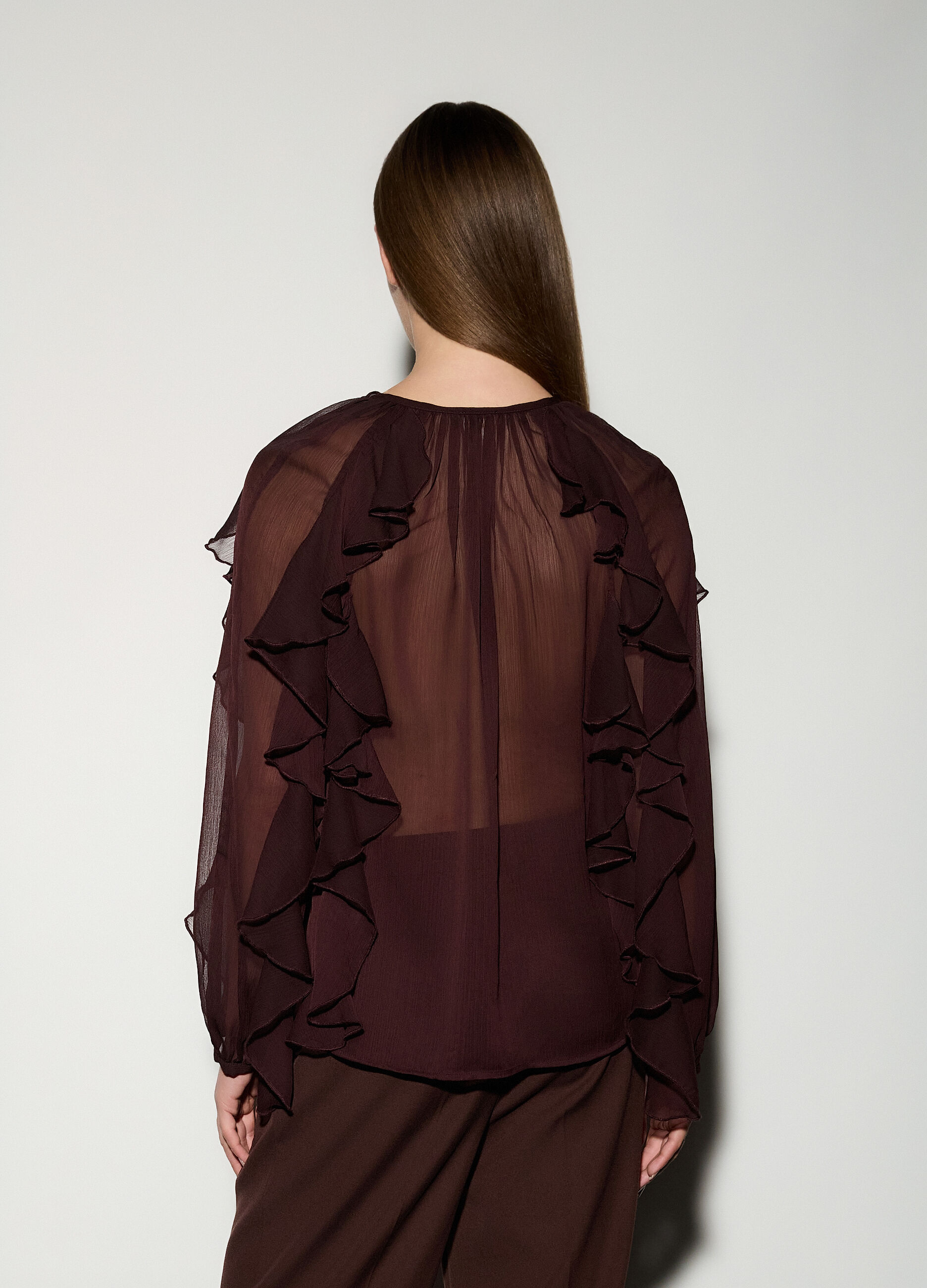 Camicia regular fit con scollo a V e rouches donna_2