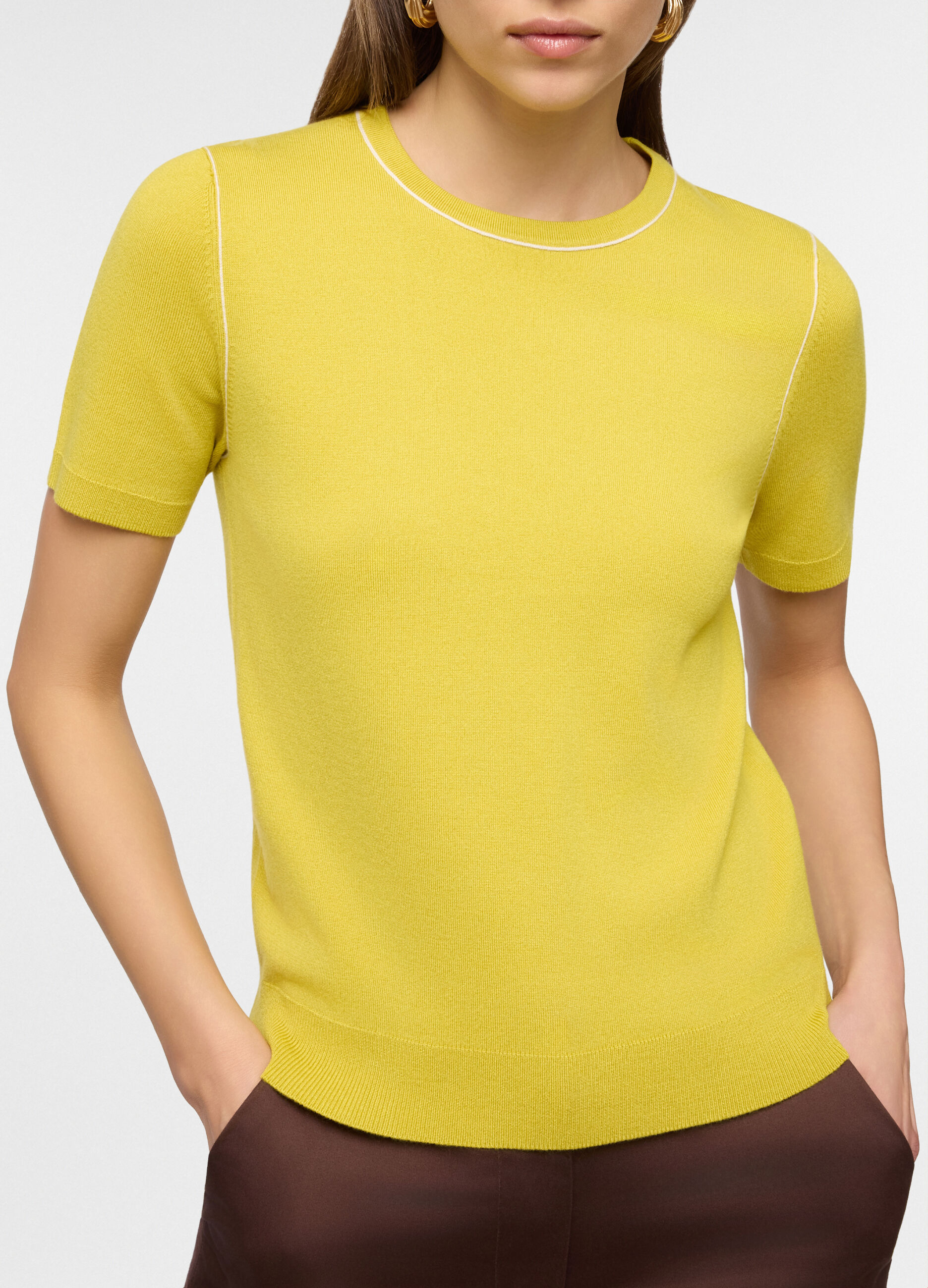 T-shirt girocollo in maglia rasata donna_2