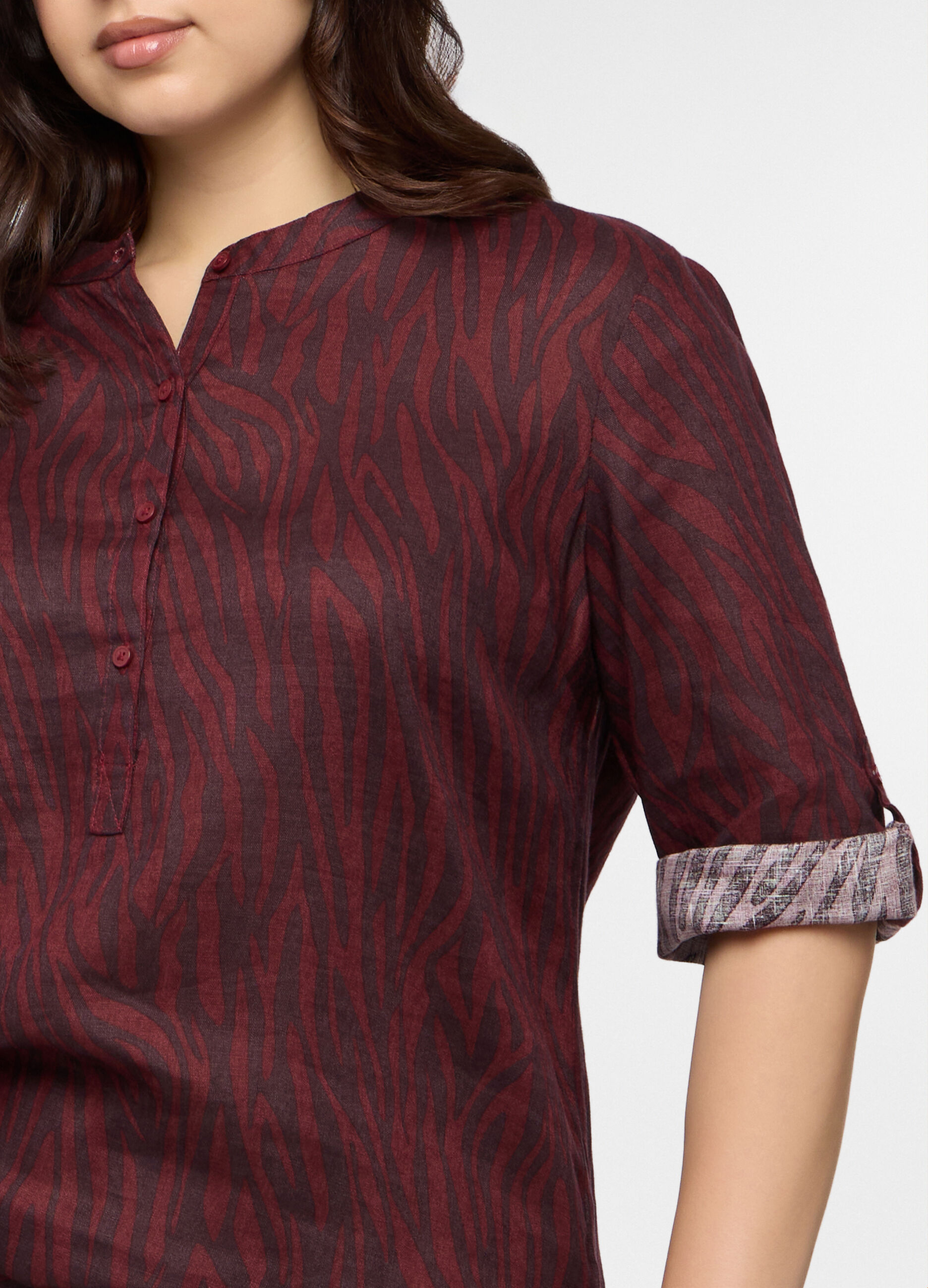 Blusa Fit Regular con scollo rotondo in puro lino donna curvy_2