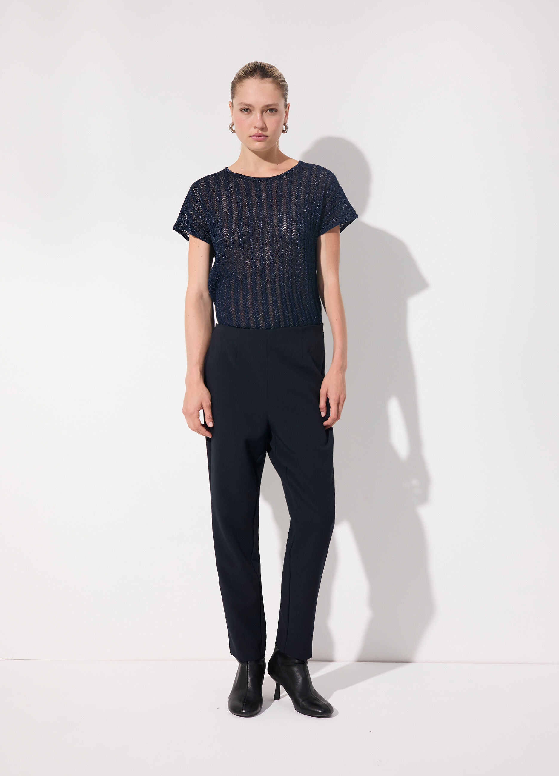 Tricot kimono a maniche corte in filo lurex donna_0