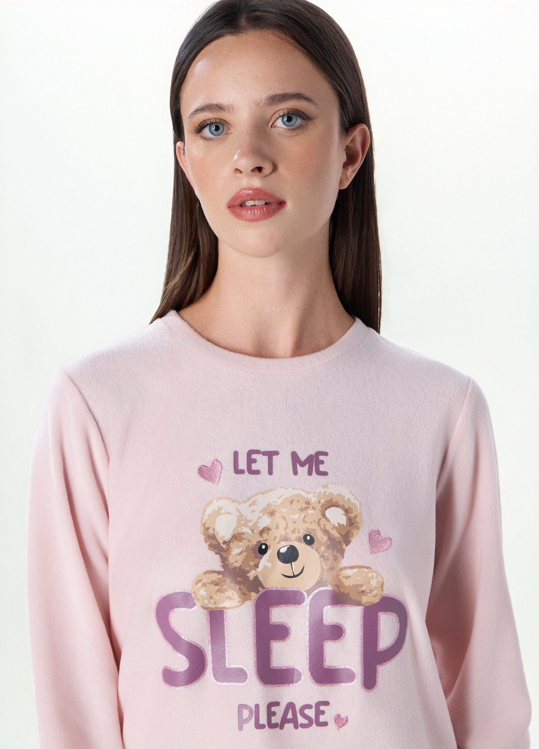 Set pigiama in pile con ricami donna_2