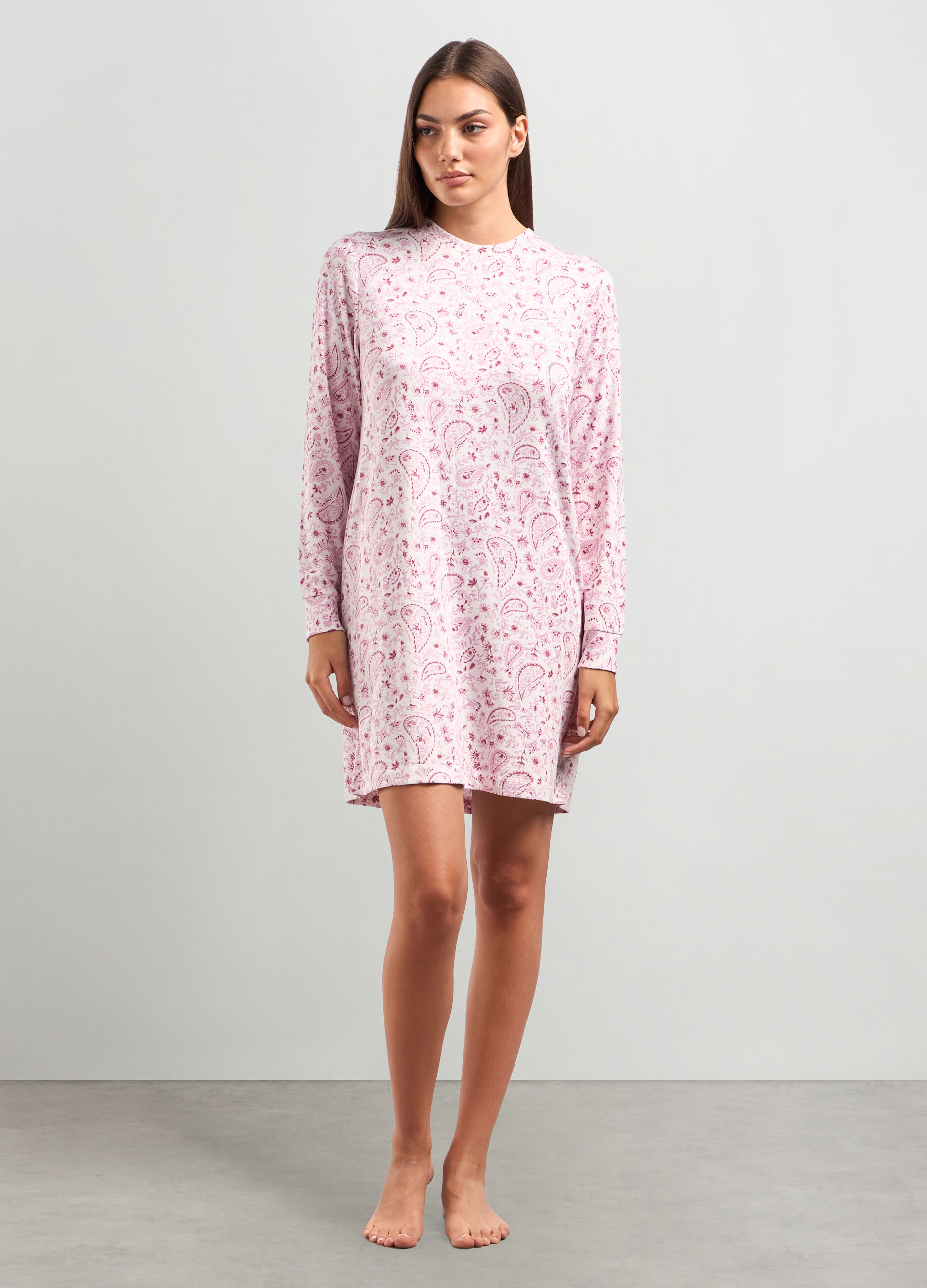 Camicia da notte con stampa all over donna_0