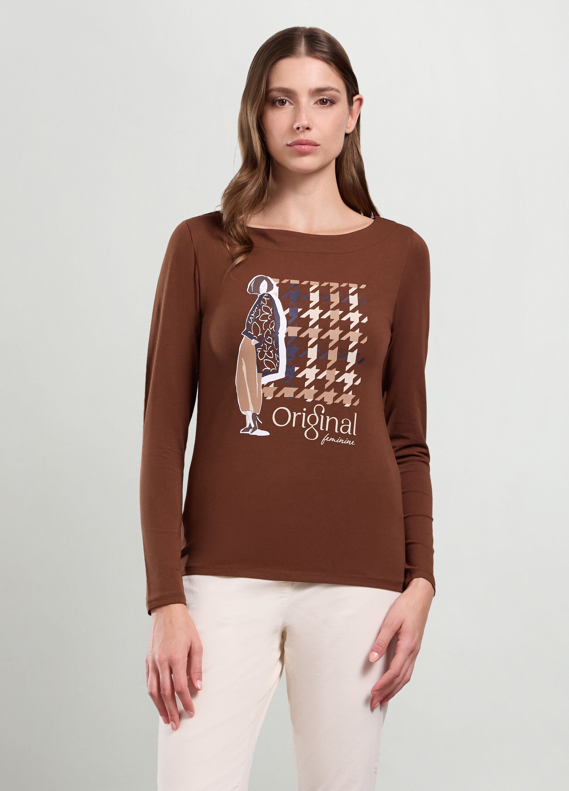 T-shirt in jersey di cotone stretch donna_0
