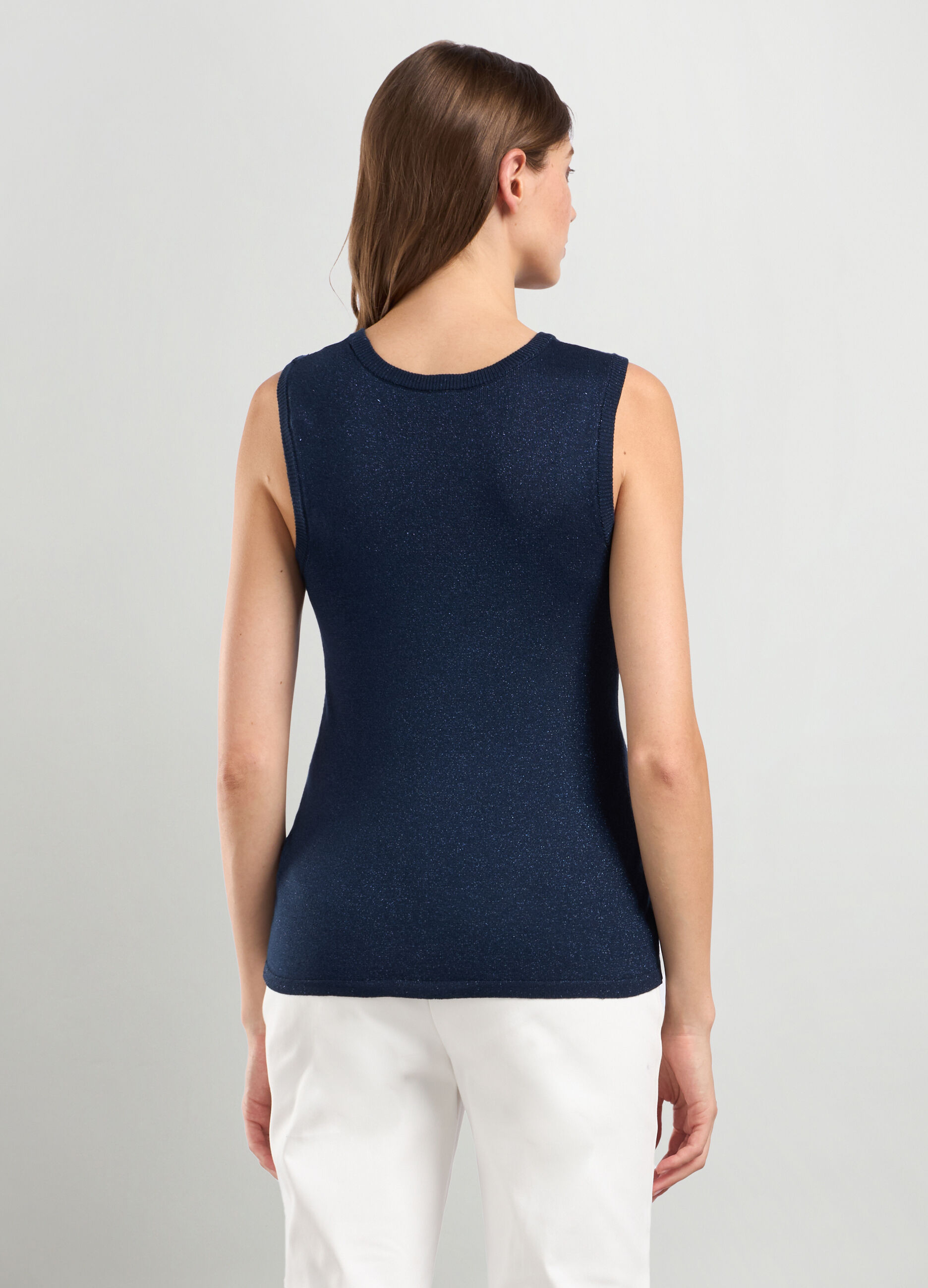 Canotta tricot in misto viscosa con filo lurex donna_1