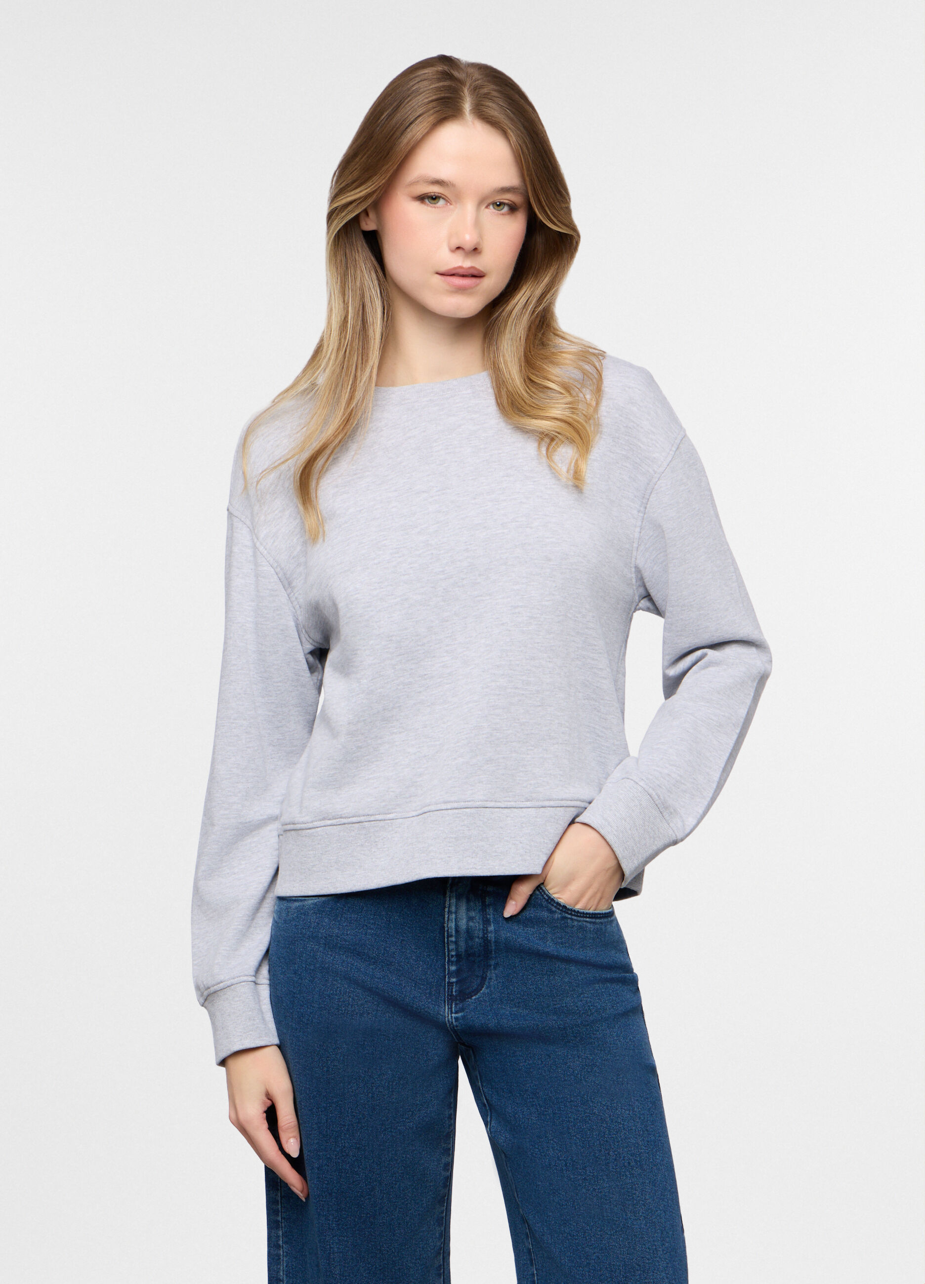 Felpa girocollo in french terry donna_0