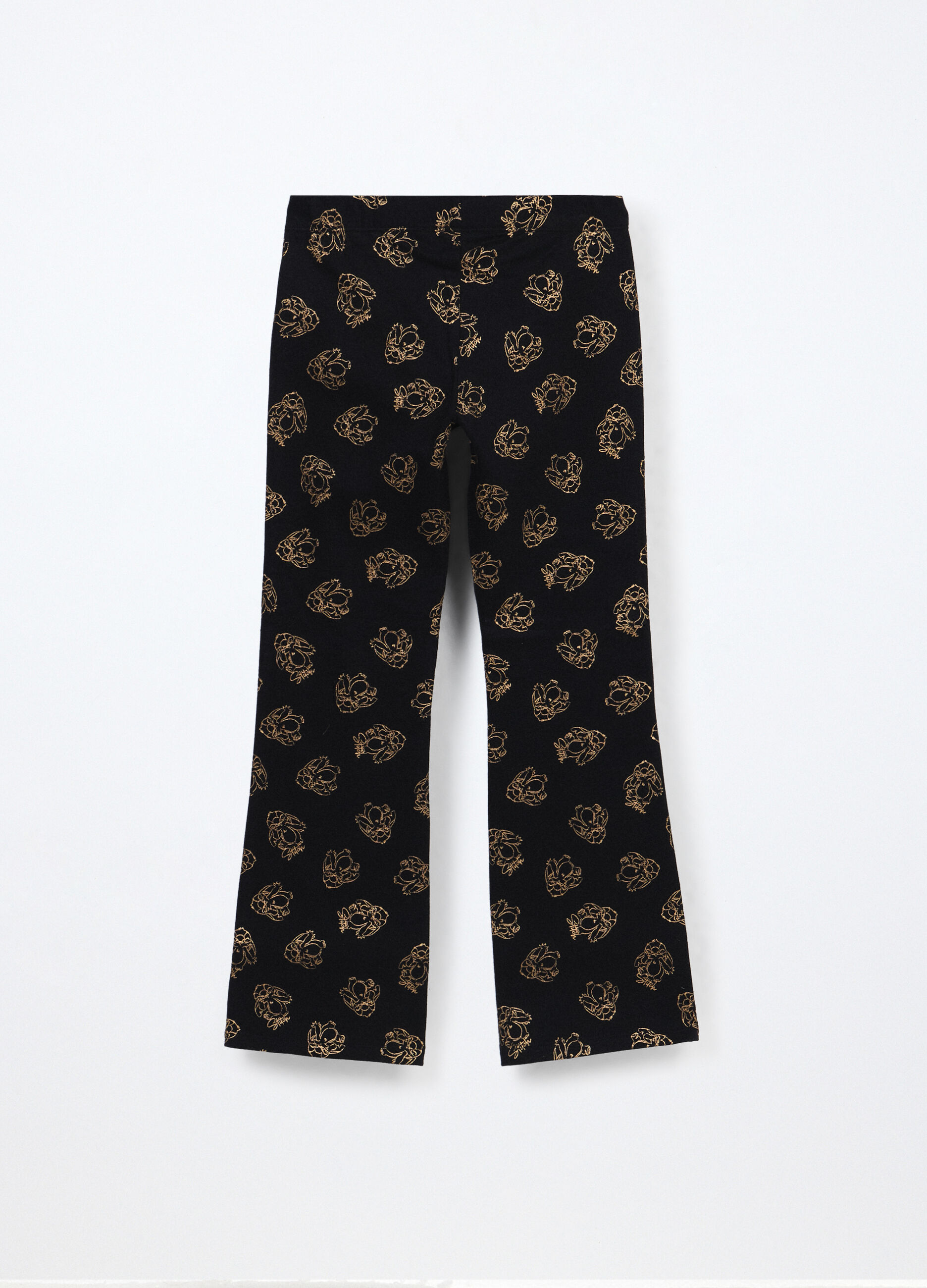 Leggings flare fit in cotone fleece stretch bambina_1