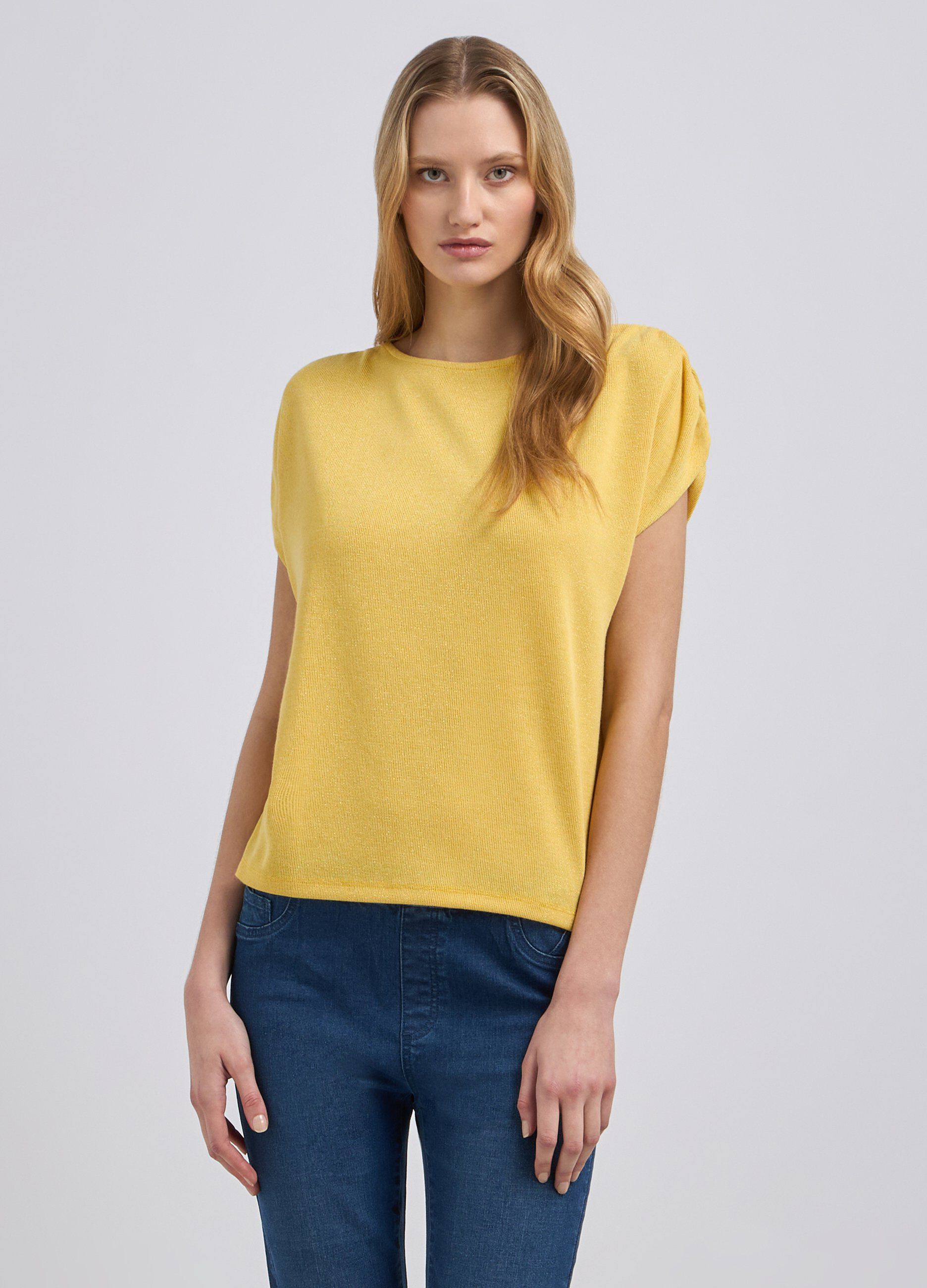 T-shirt in misto viscosa con filo lurex donna_0