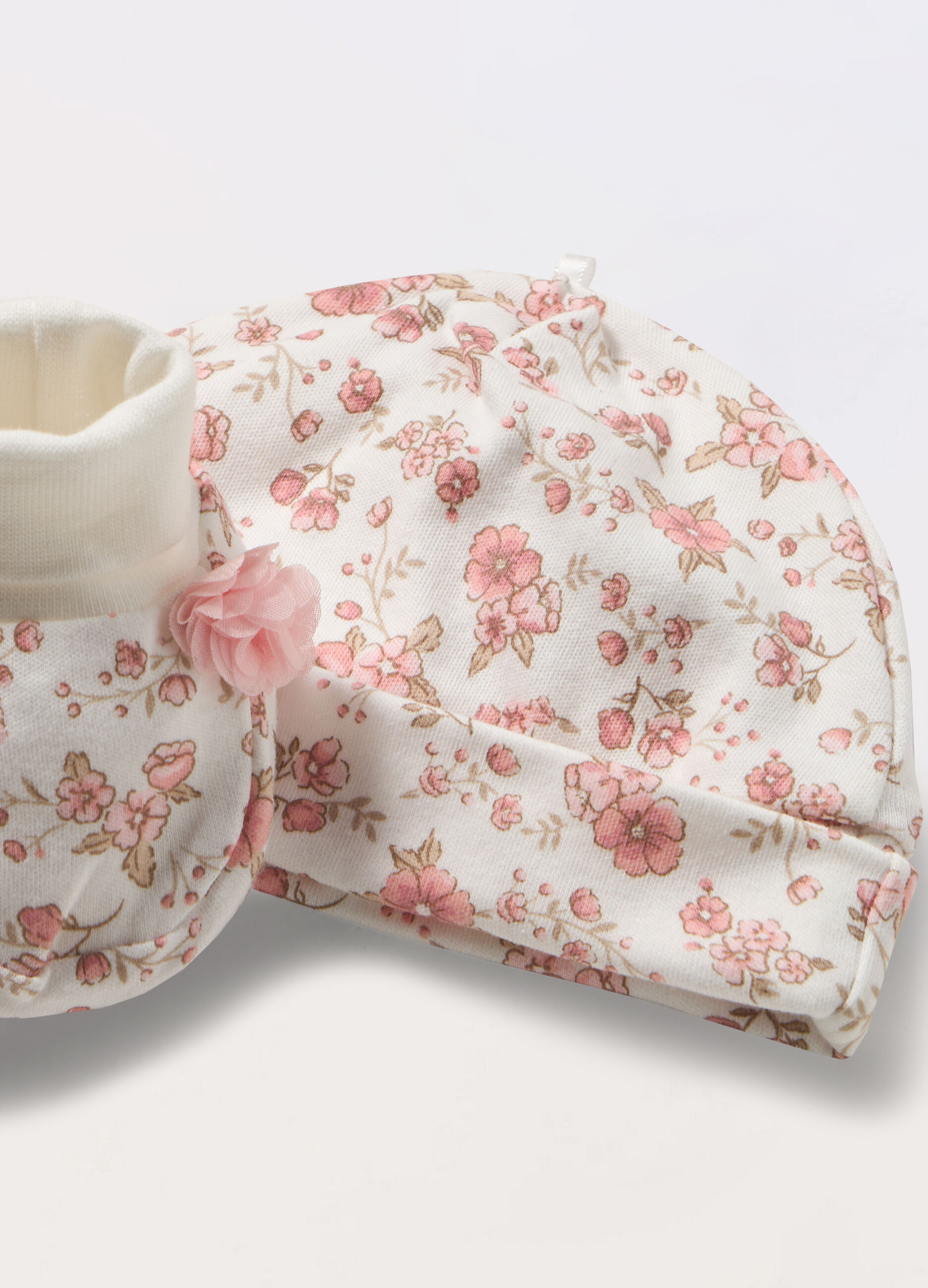 Set berretto + scarpine in interlock di puro cotone neonata_1