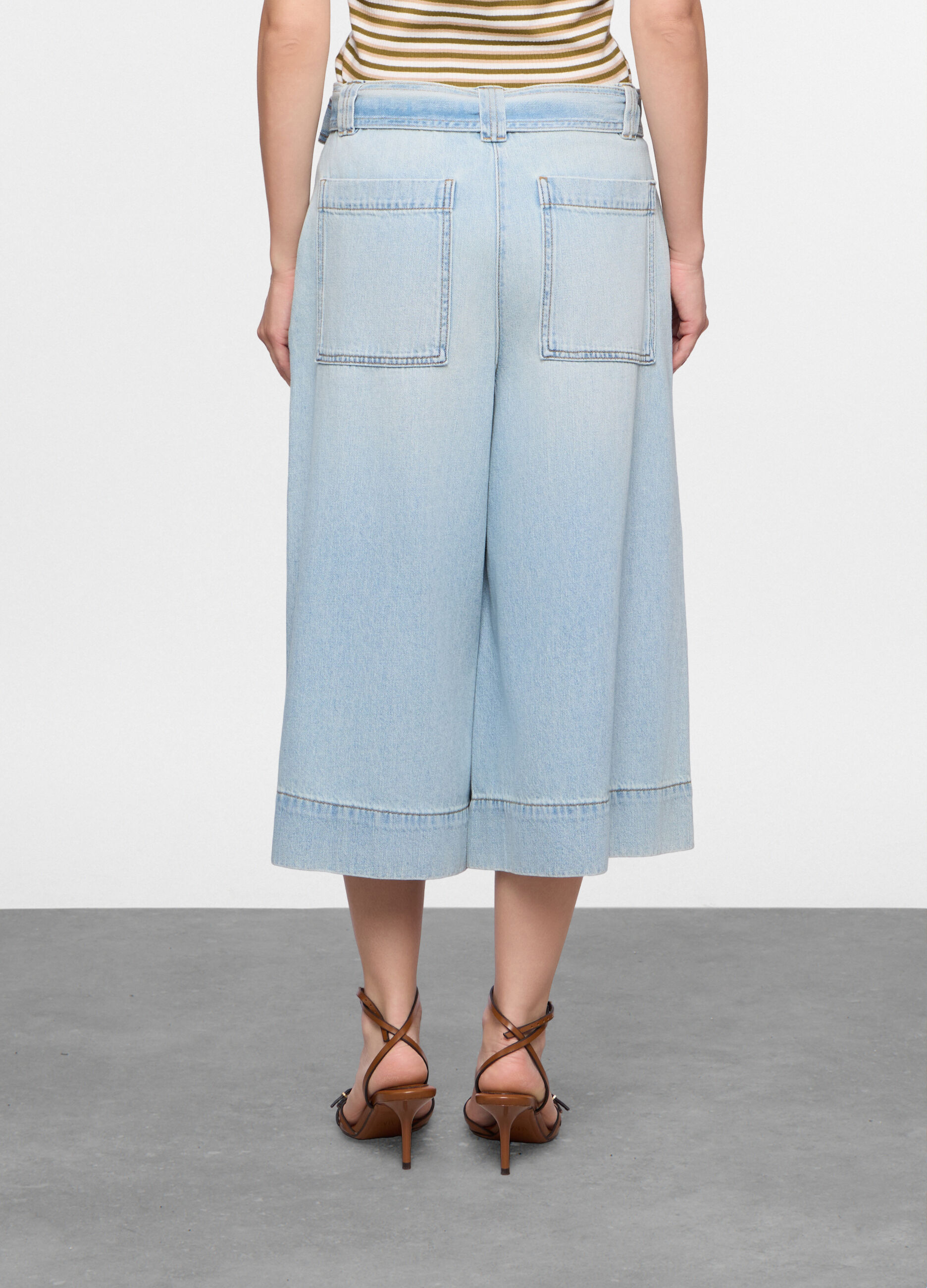 Pantaloni Fit Baggy in denim misto cotone donna