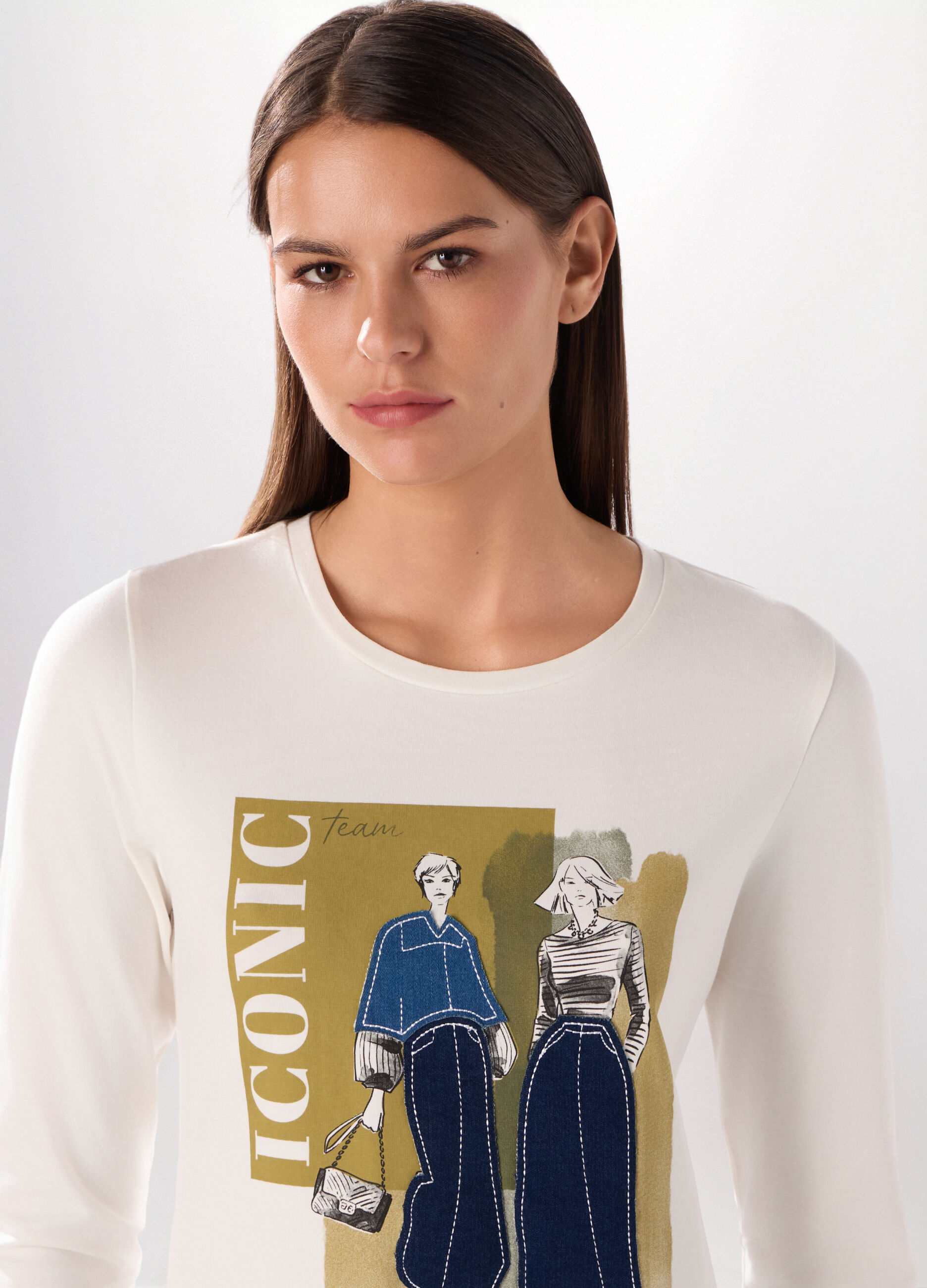 T-shirt in jersey di cotone stretch donna_2