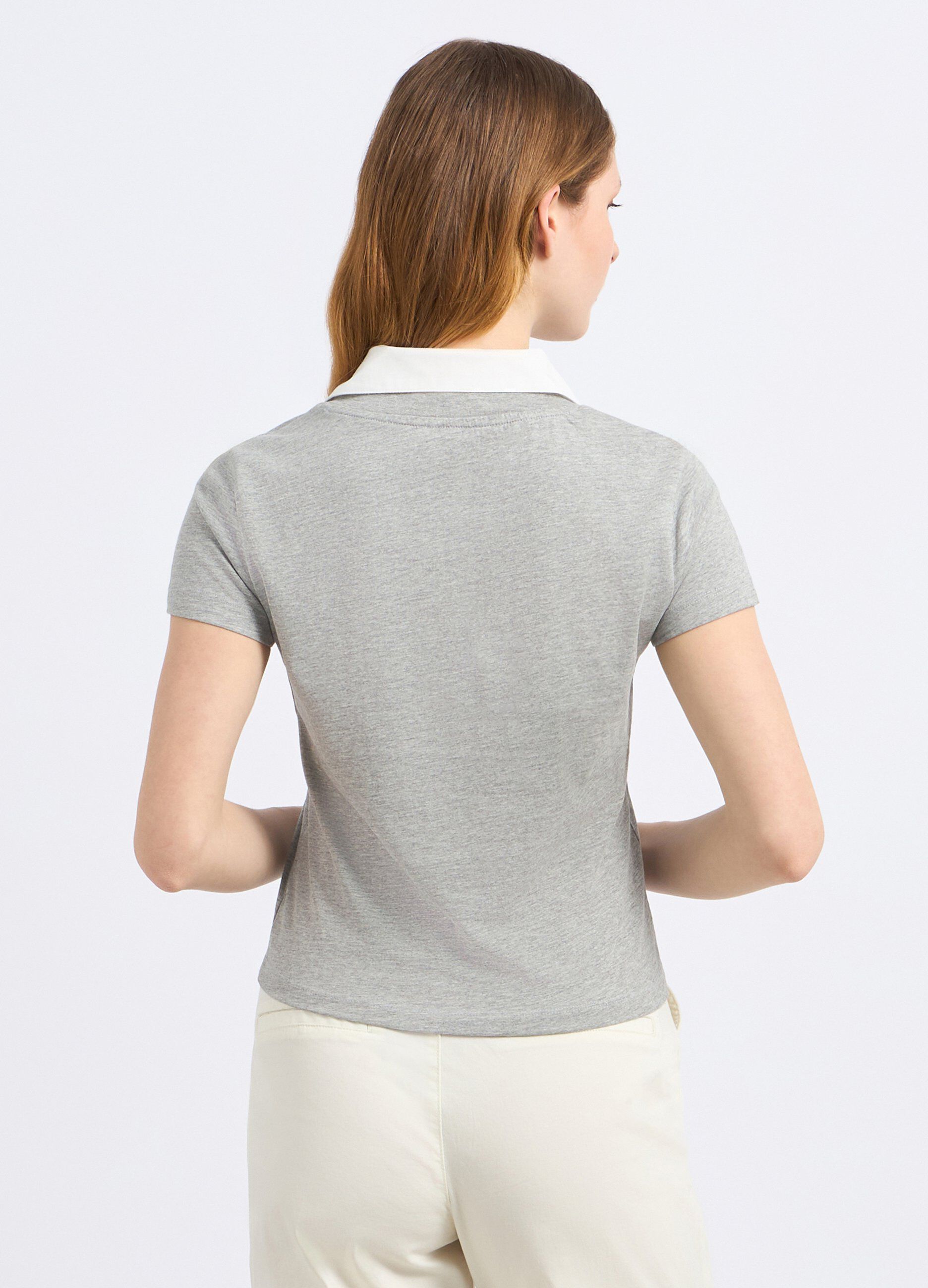 T-shirt con inserto camicia donna_1