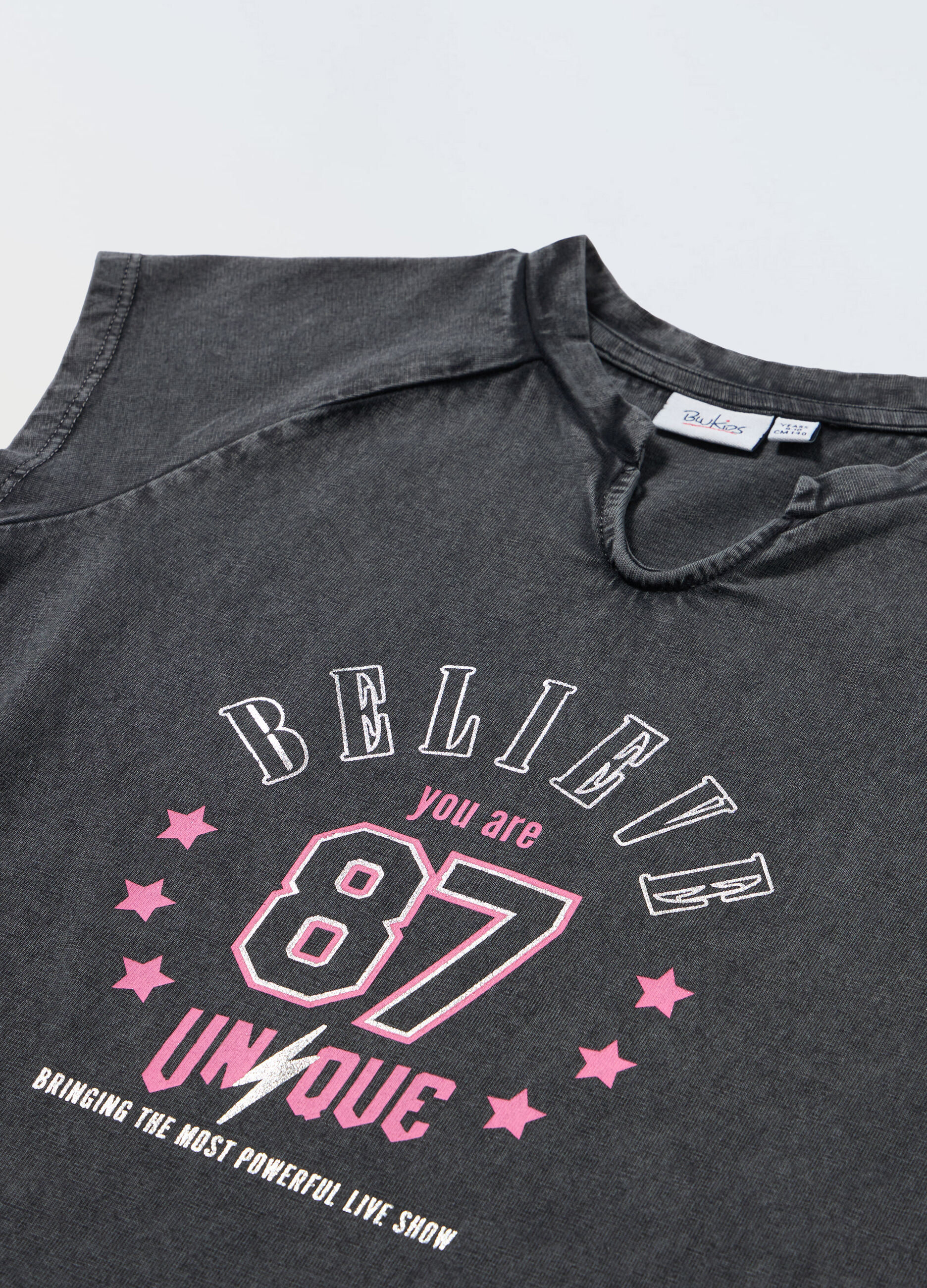 T-shirt in puro cotone con stampa ragazza_1