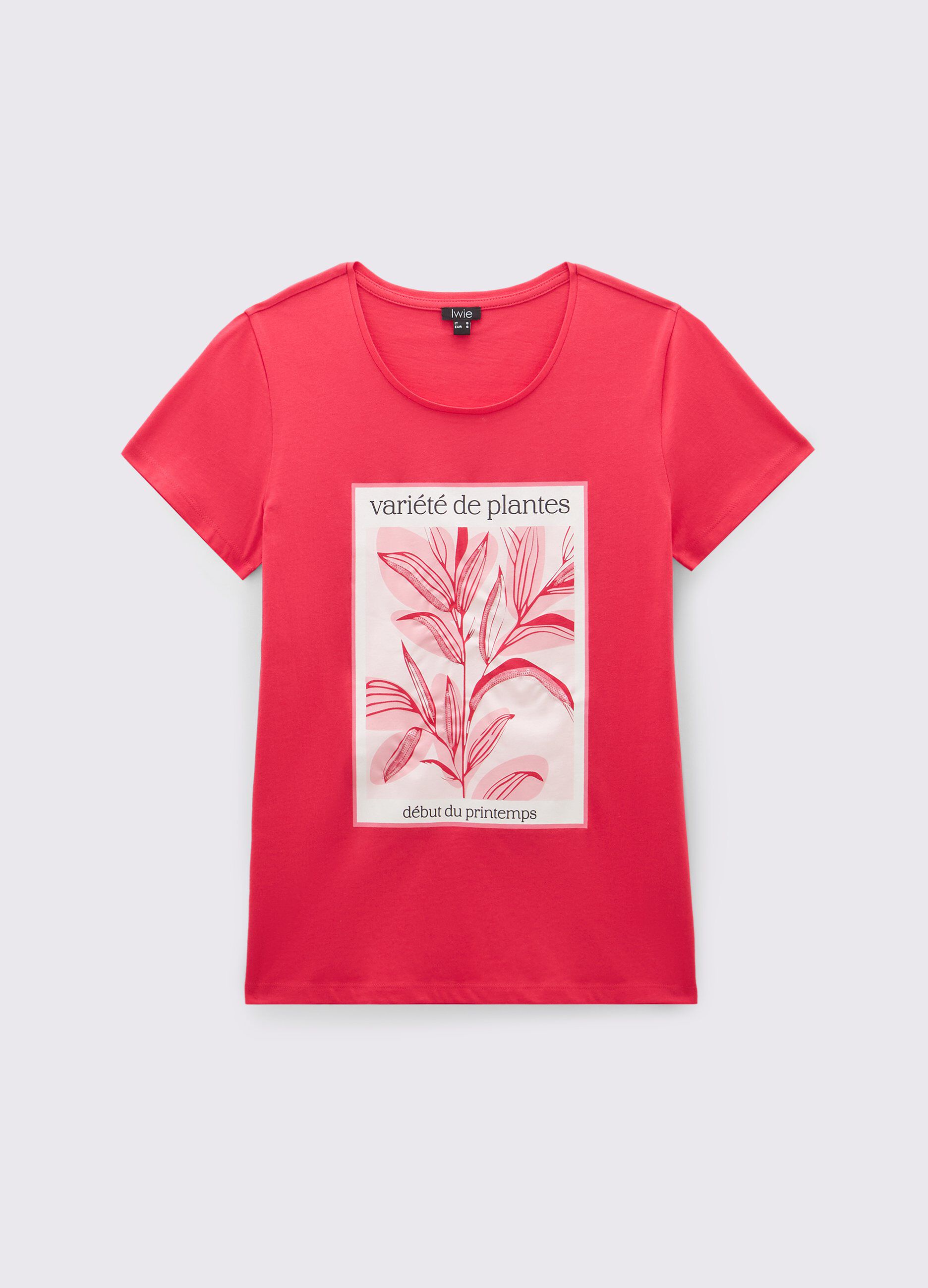 T-shirt in puro cotone con paillettes donna_0