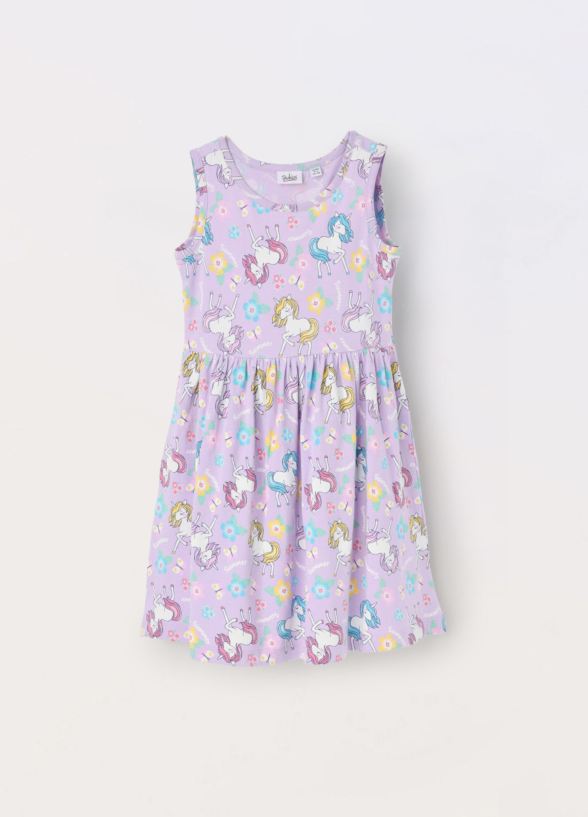 Vestito smanicato in jersey di cotone stretch bambina_0
