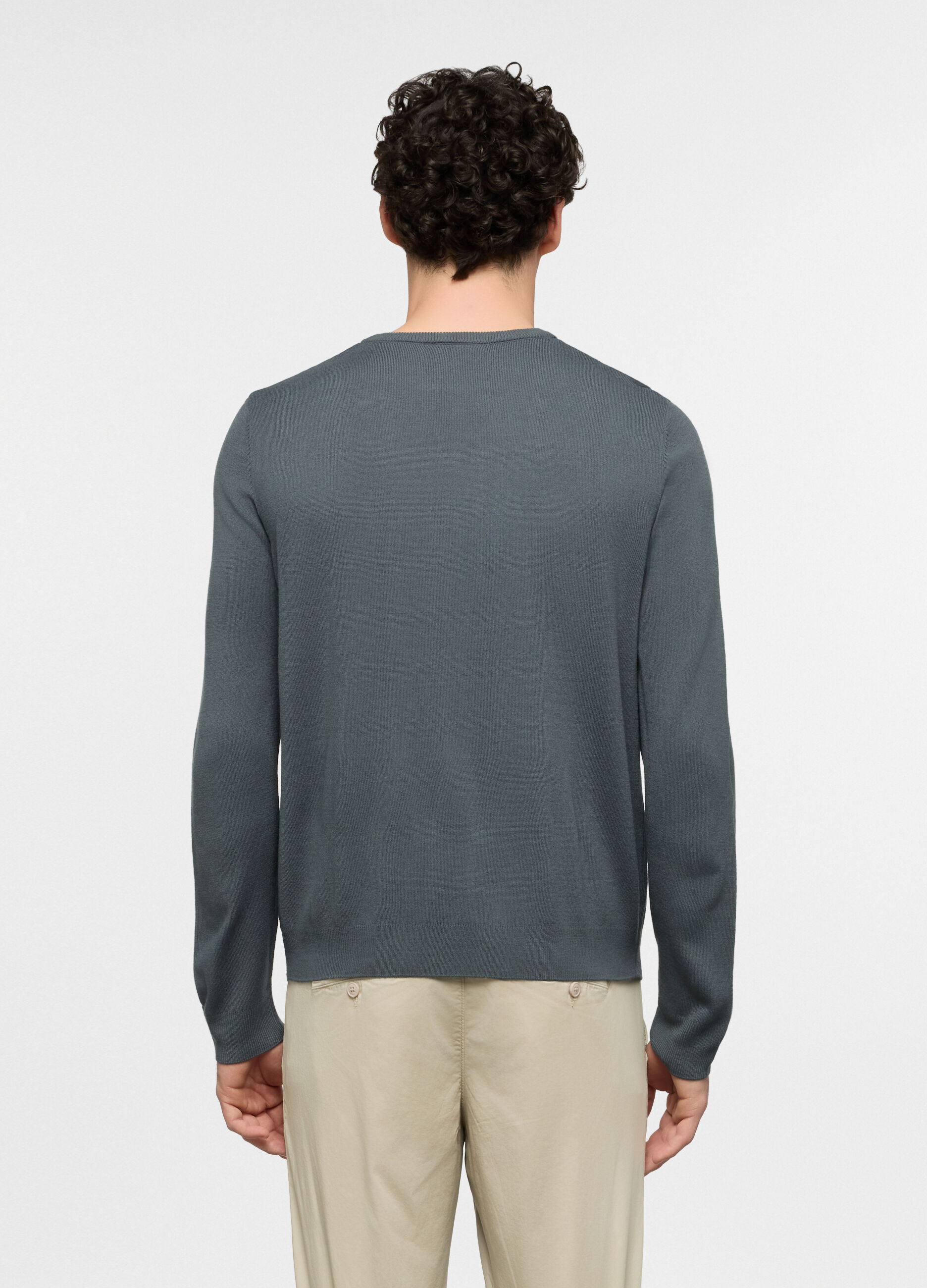 Maglione girocollo a maglia rasata uomo_1