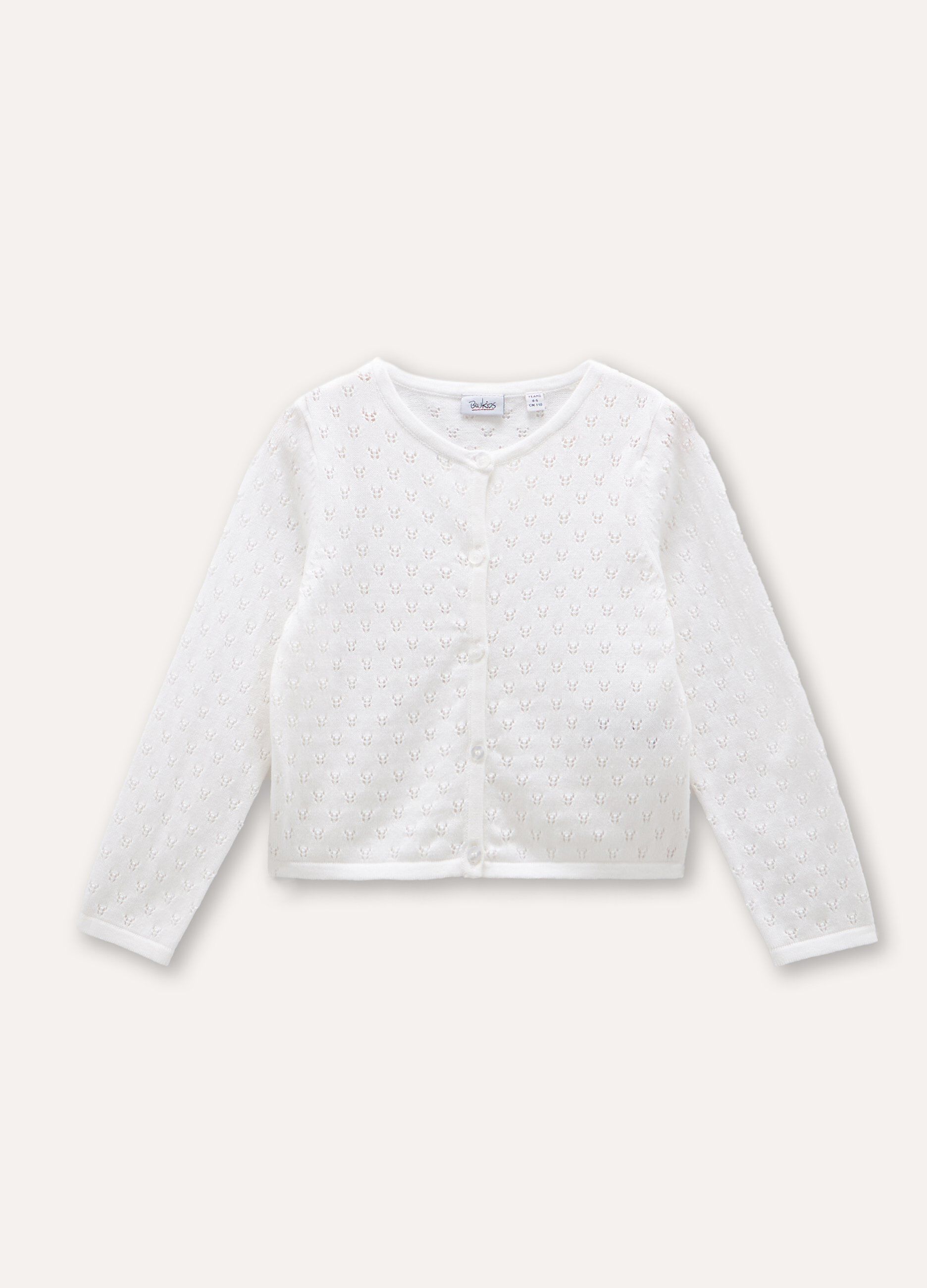 cardigan in puro cotone pointelle bambina_0