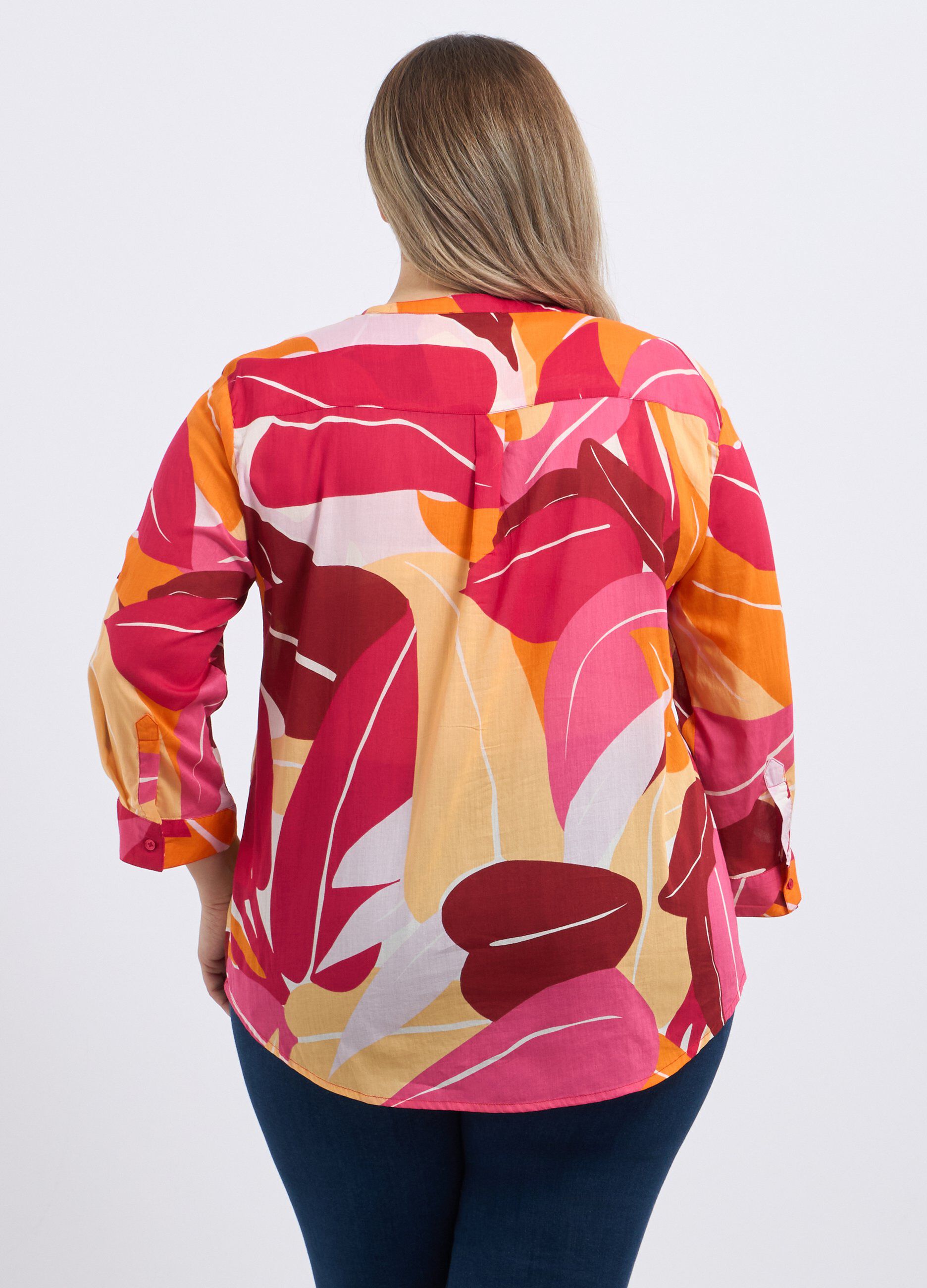 Blusa in puro cotone multicolor donna curvy_1