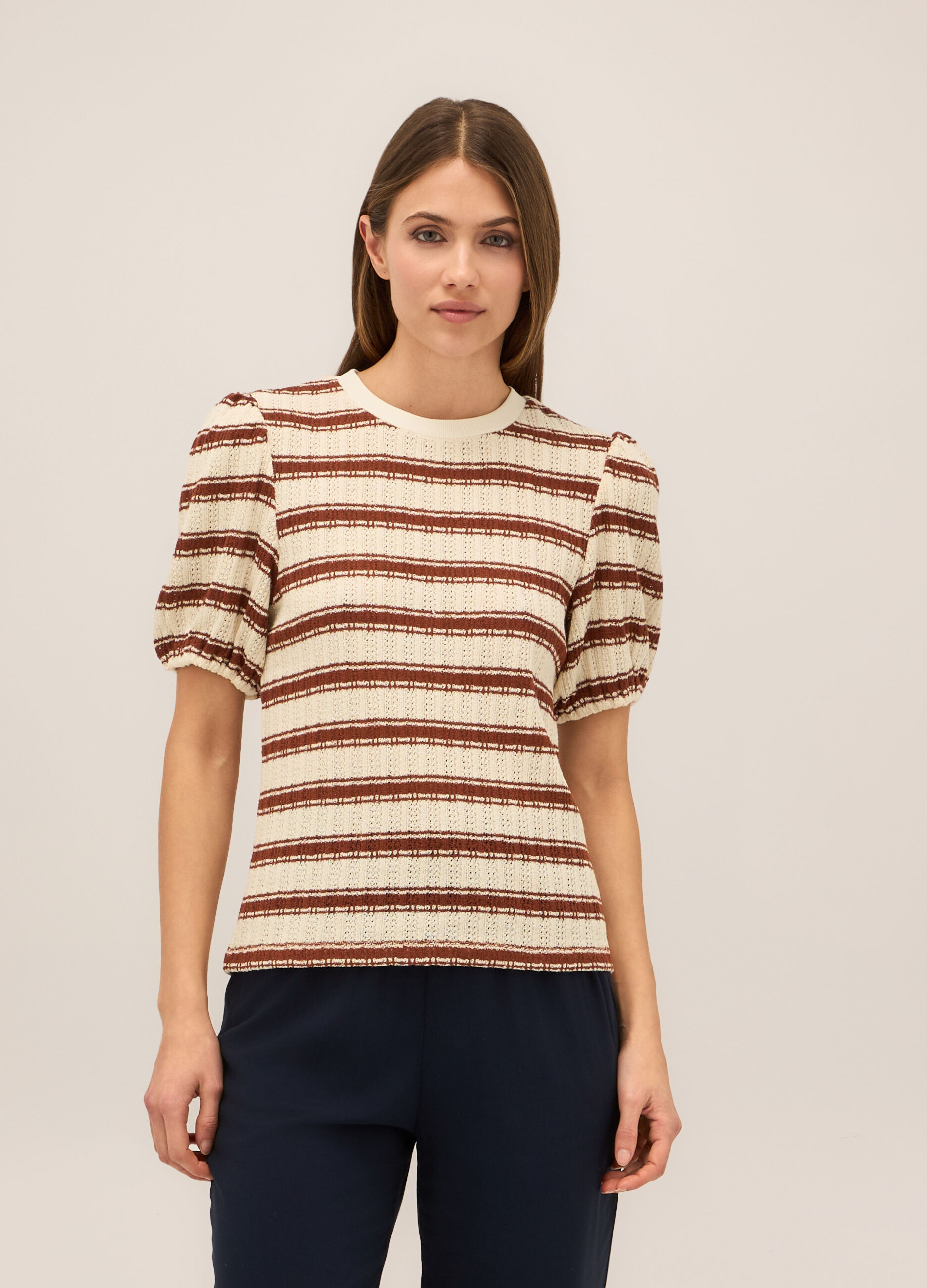 T-shirt in misto cotone lavorato donna_0