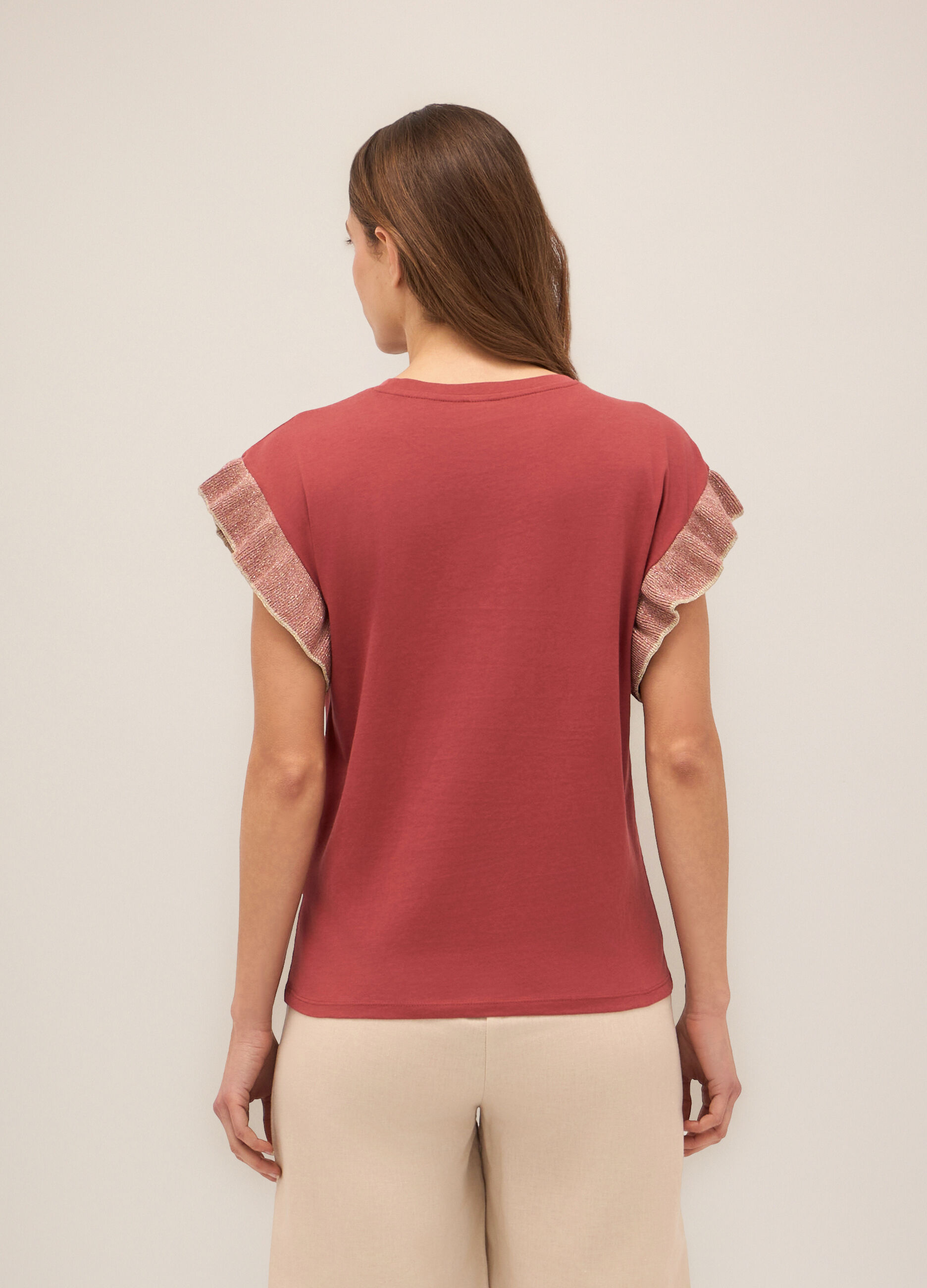 T-shirt in cotone con inserto donna 