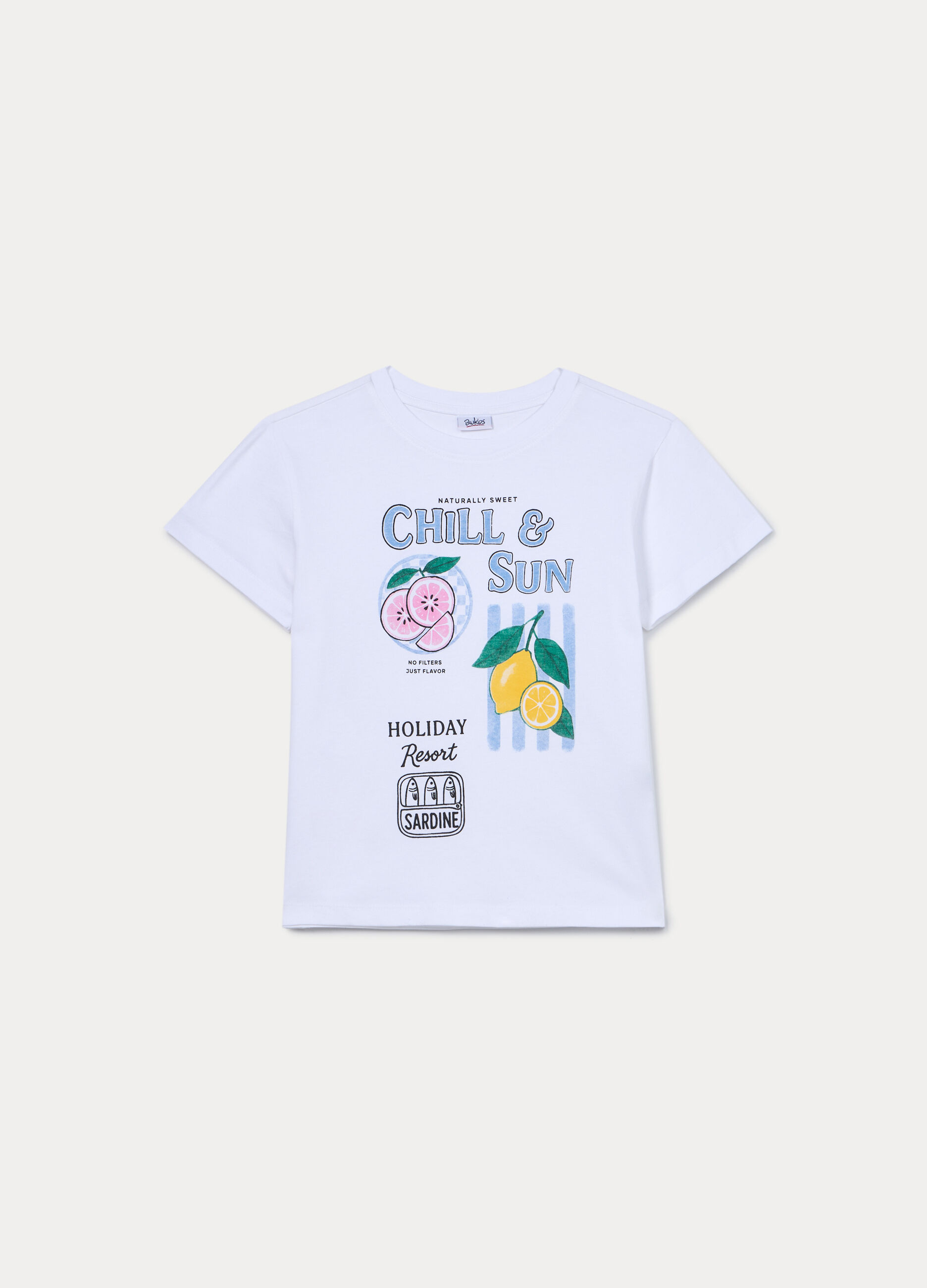 T-shirt girocollo in jersey di puro cotone ragazza_0