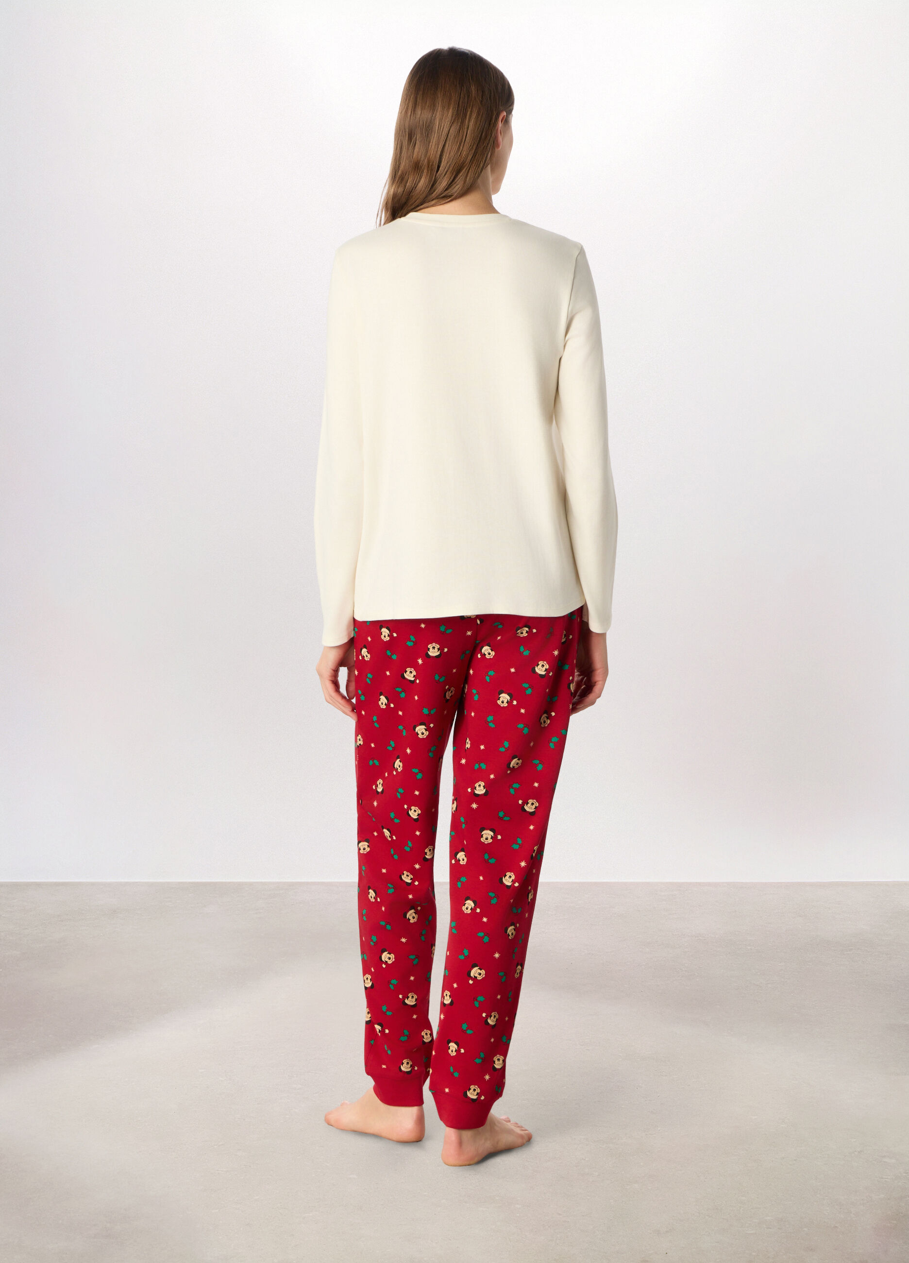 Set pigiama lungo in interlock di puro cotone donna_1