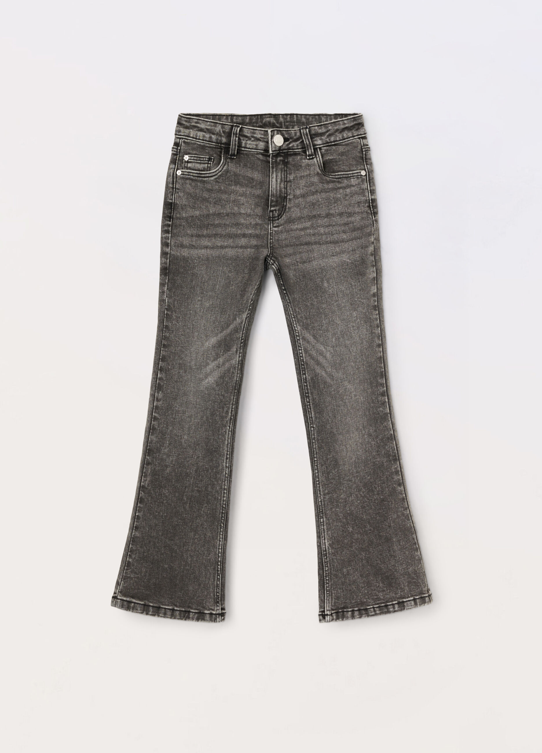 Pantaloni flare fit in denim di cotone stretch ragazza_0