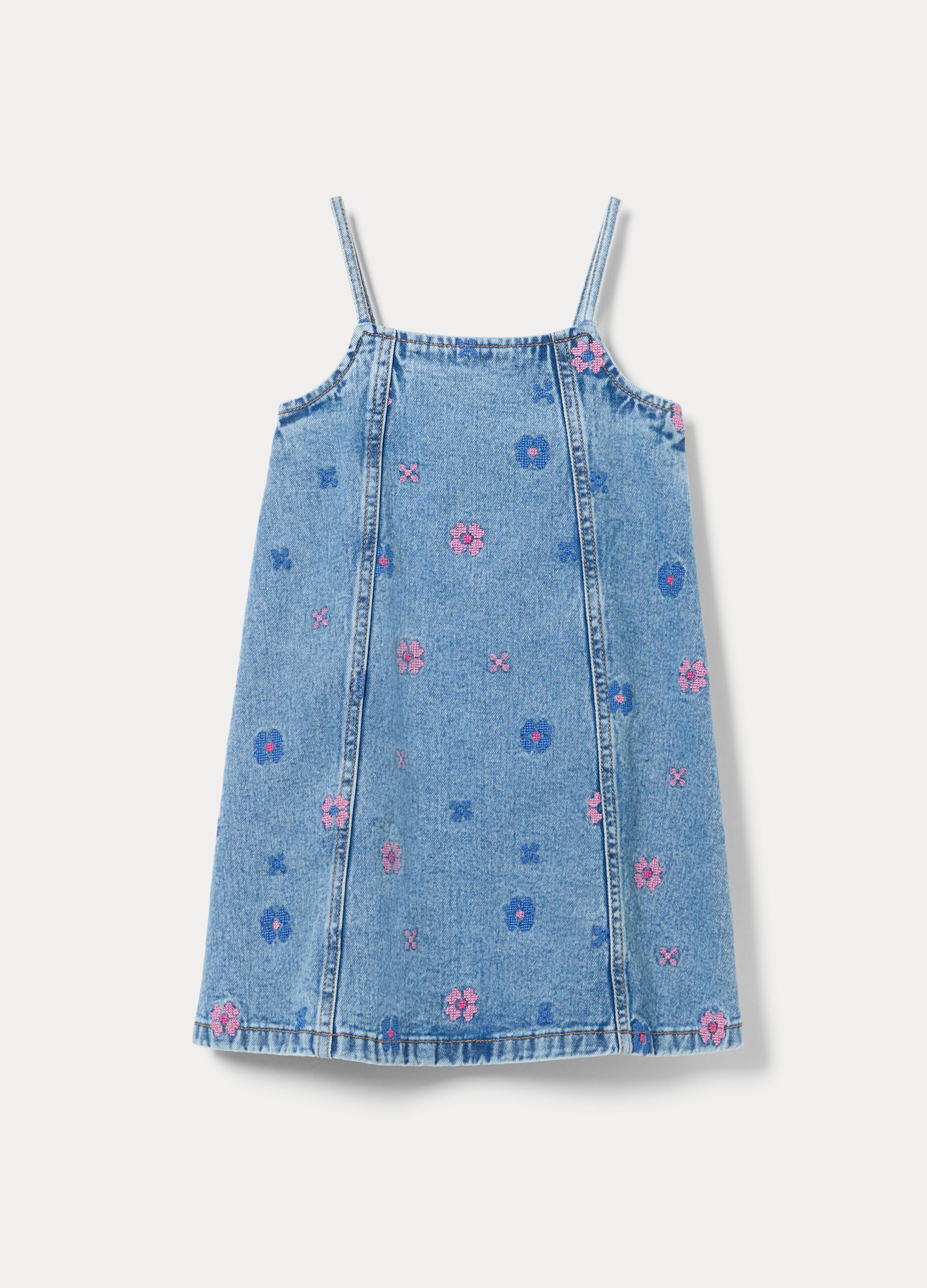 Vestito in denim di puro cotone bambina_0