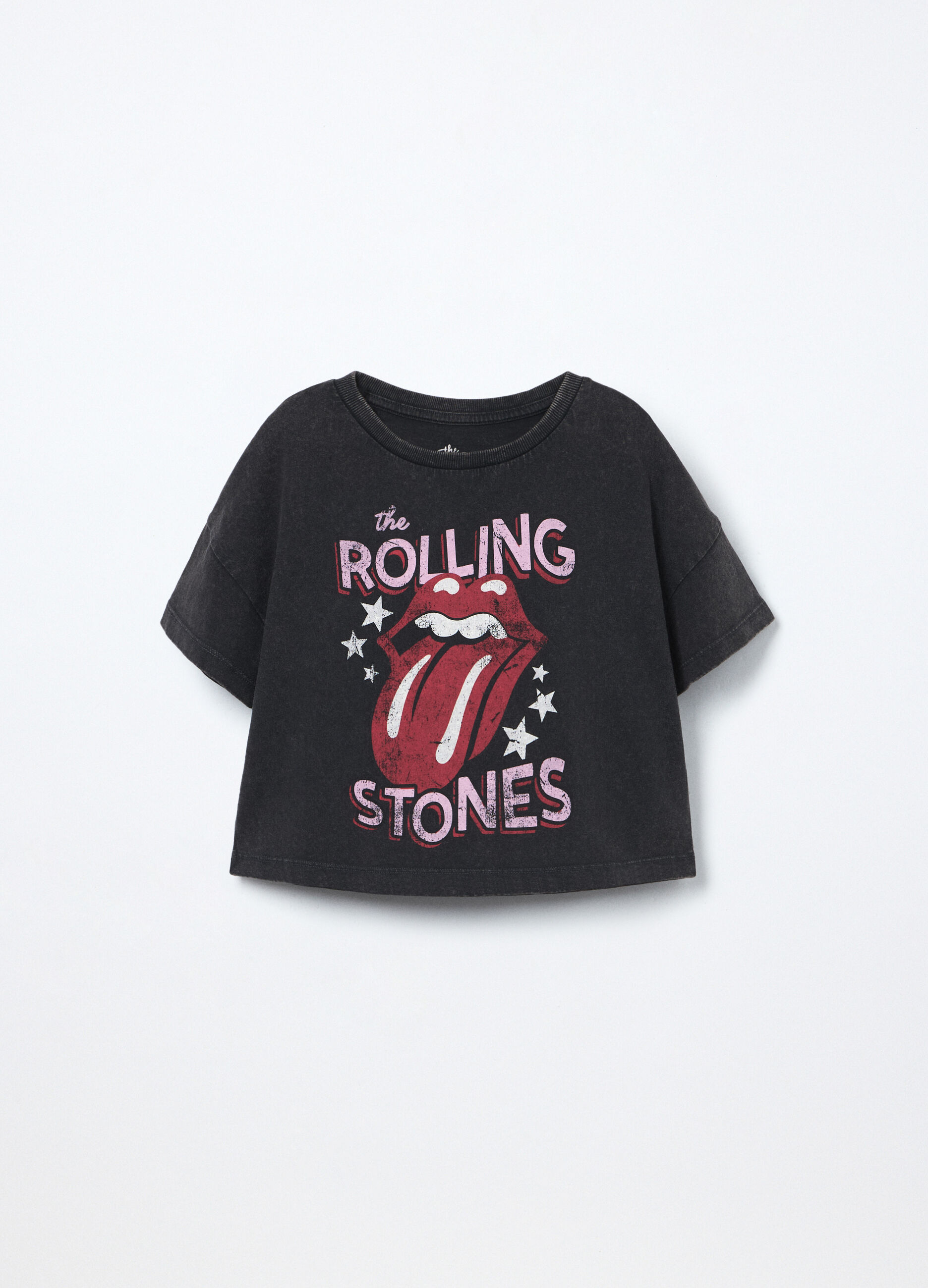 T-shirt Rolling Stones in jersey di puro cotone ragazza_0