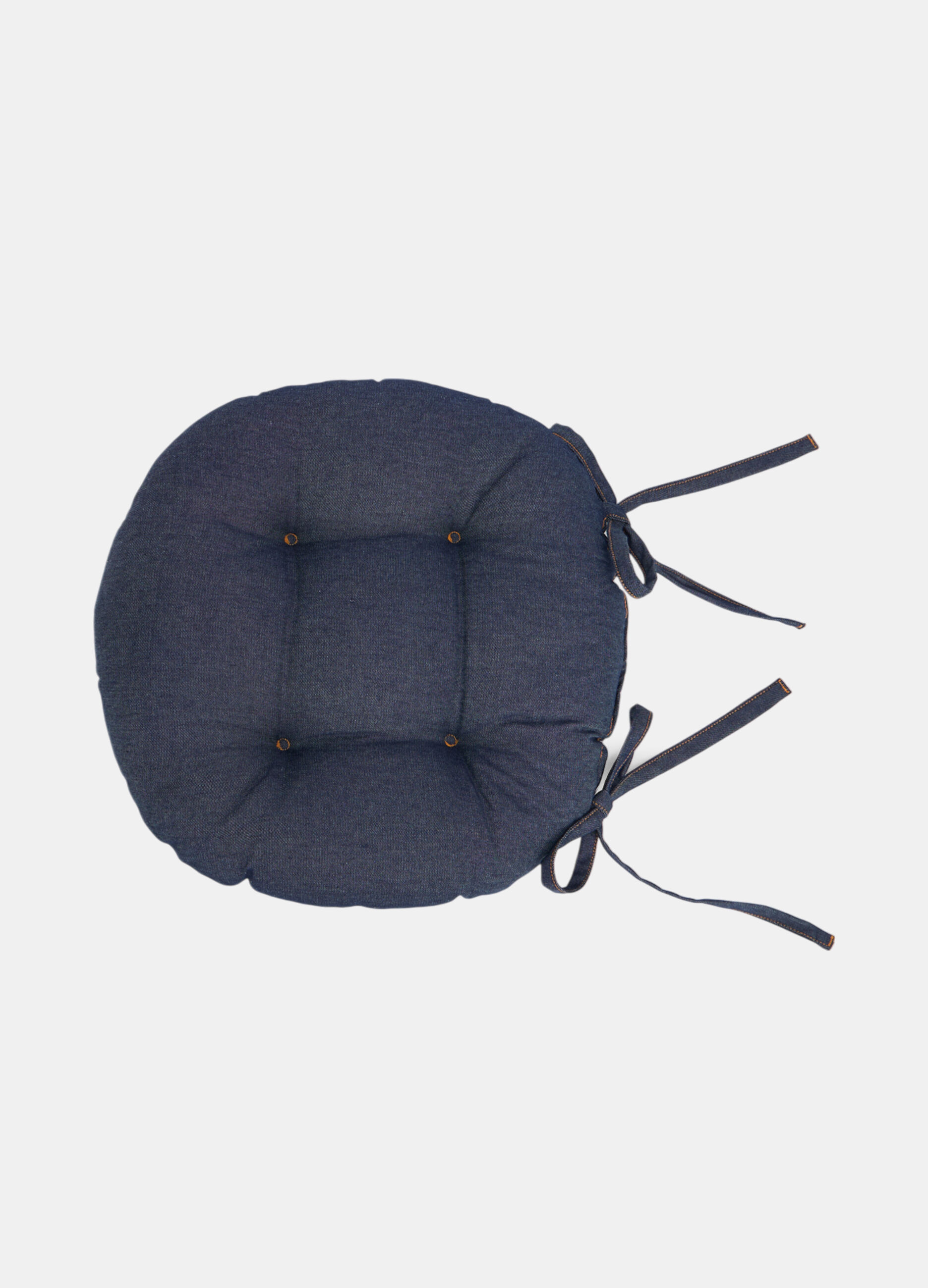 Cuscino coprisedia rotondo in puro cotone effetto denim_0