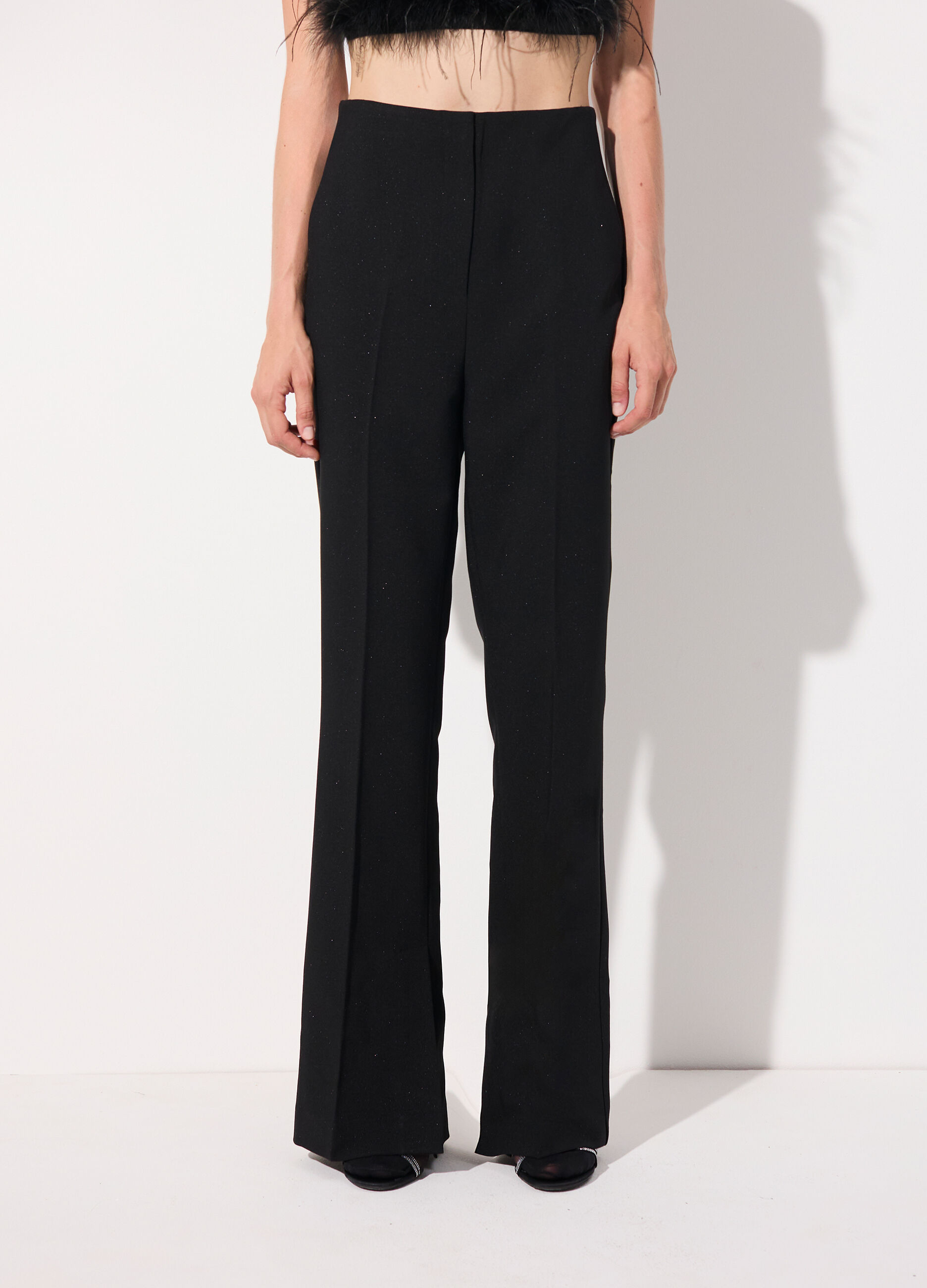 Pantalone a flare fit in filo lurex donna_1