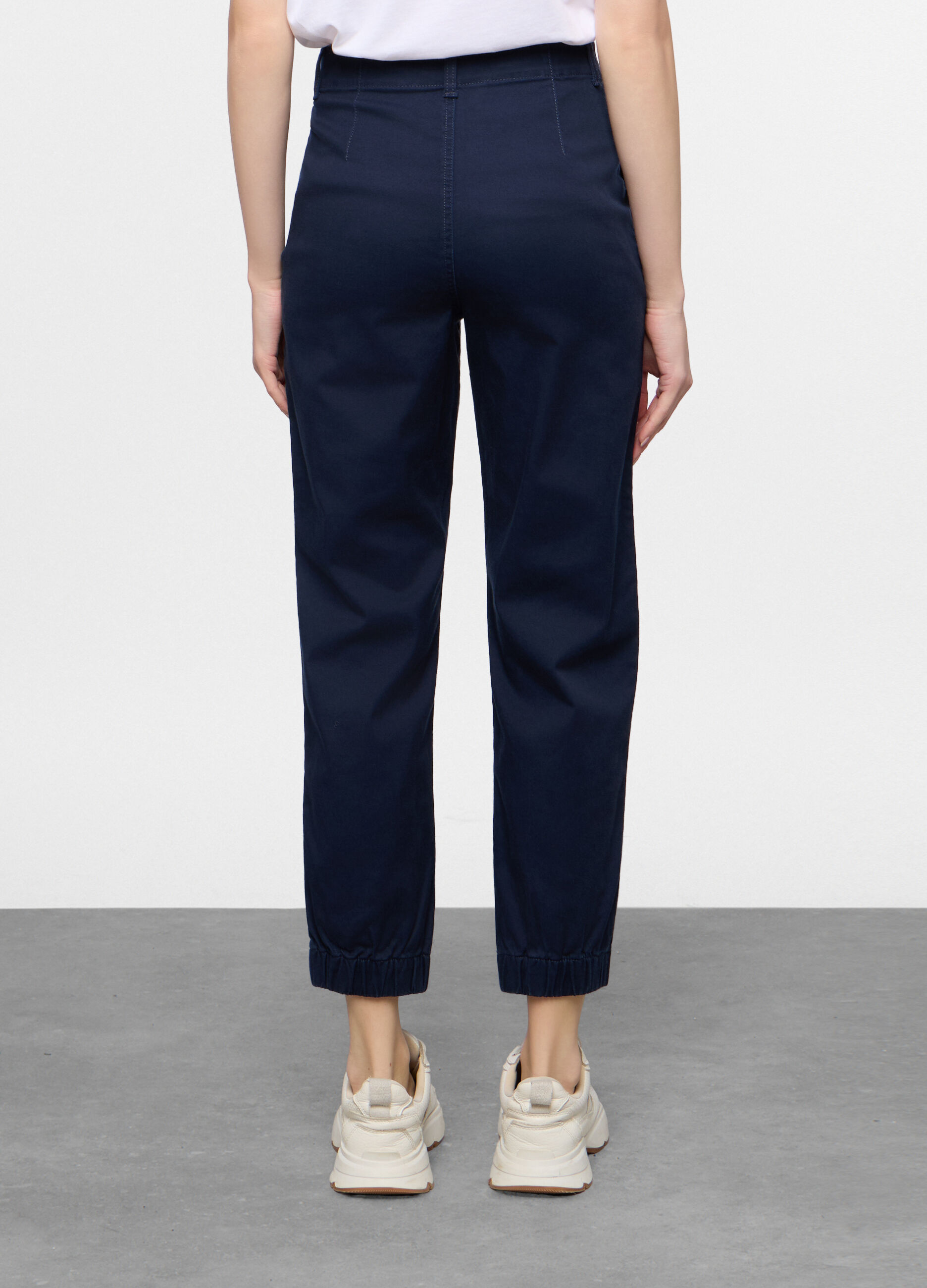 Jogger fit straight in cotone con fondo elasticato donna_2