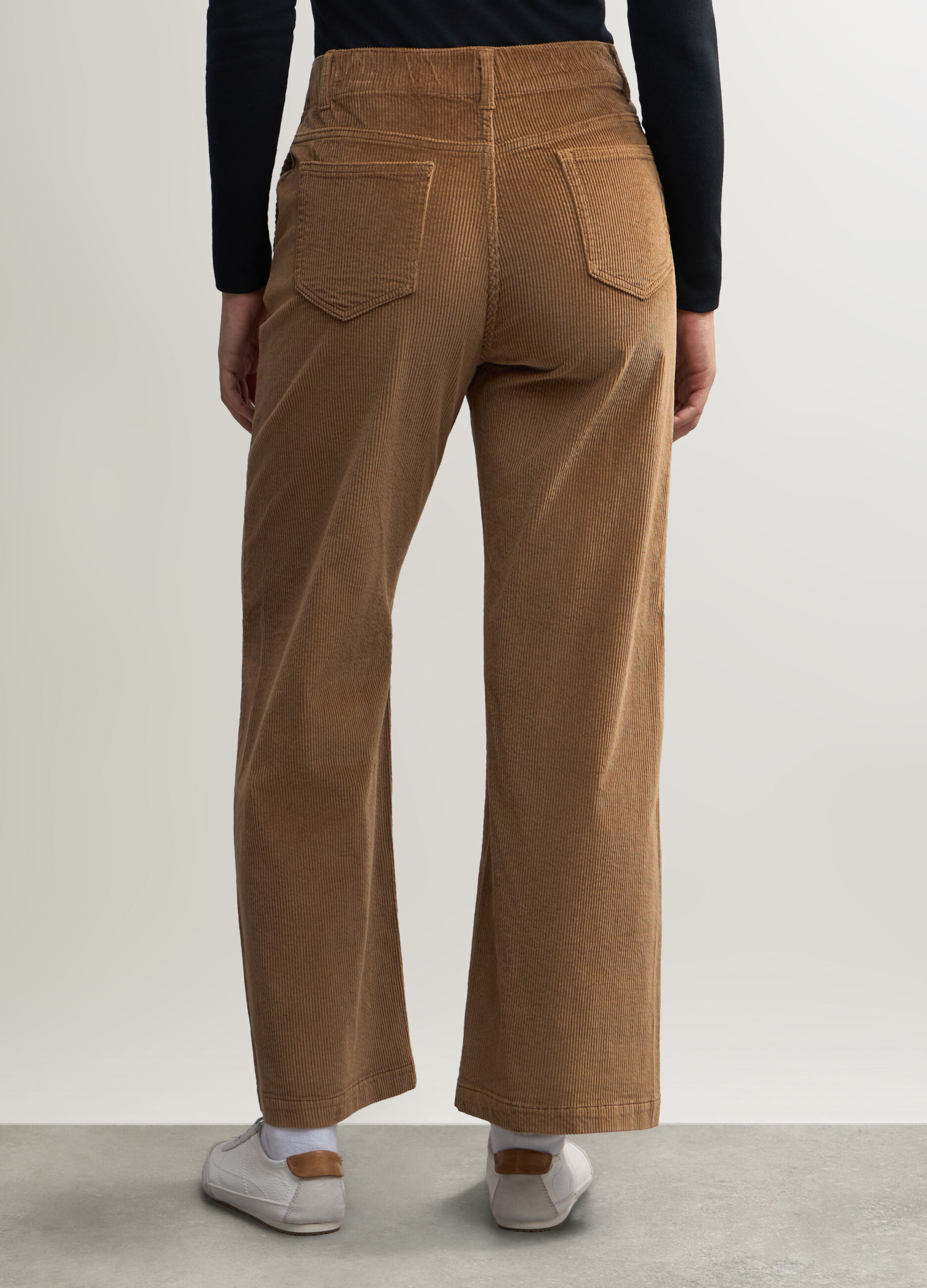 Pantaloni Wide Led in velluto a coste di cotone stretch donna_1