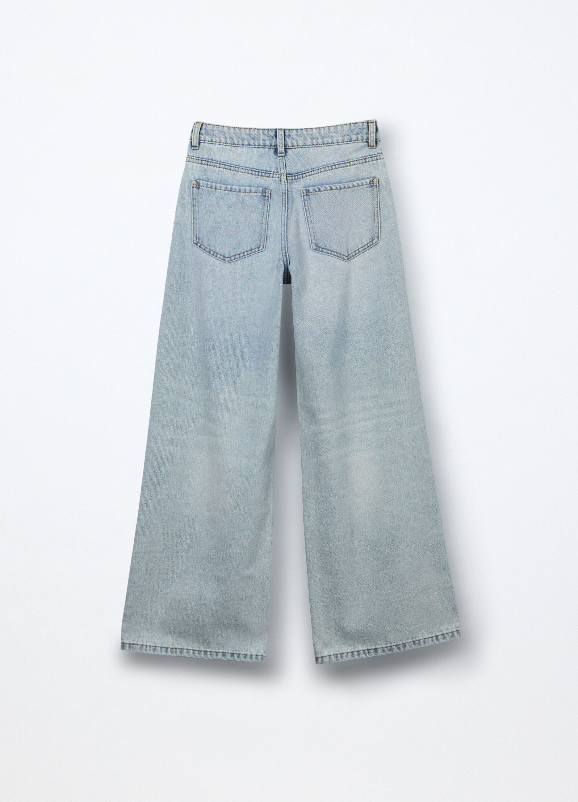 Pantaloni wide leg in denim ragazza_1